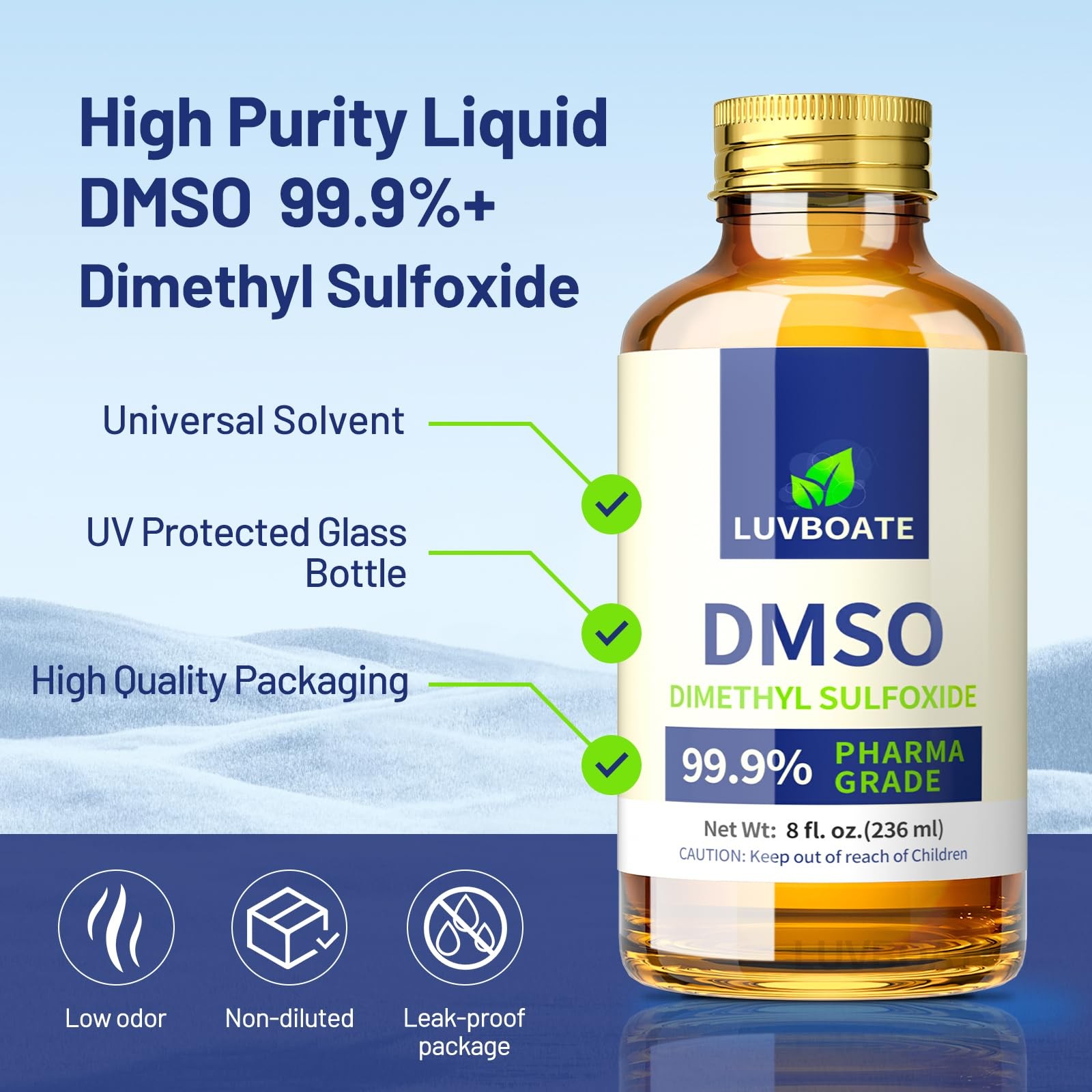 DMSO 99.9 Pharma Grade, Pure Liquid Dimethyl Sulfoxide 8 fl.oz in Glass Bott…