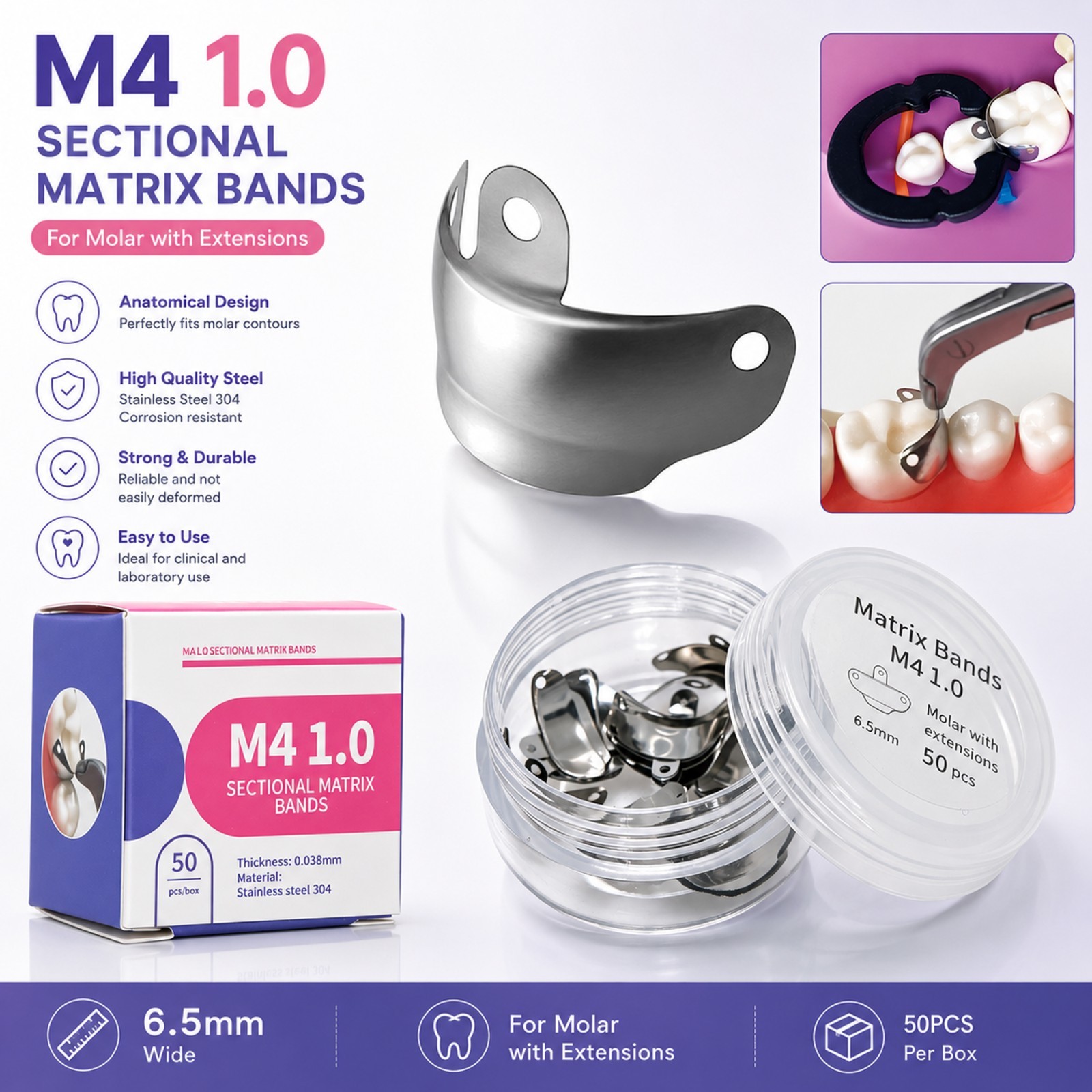 Dental Matrix Bands M4 Sectional Contoured Metal Matrices Dentistry Palodent V3