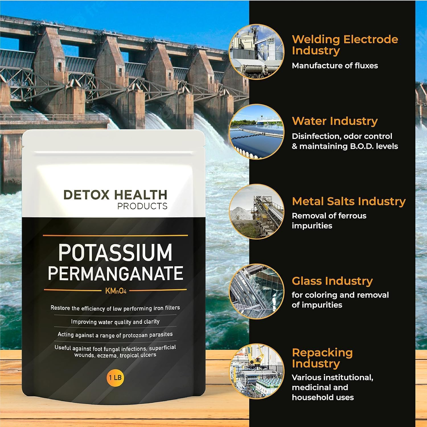 Potassium ~ Permanganate Crystal – Free Flowing Powder – Detox Health Products –