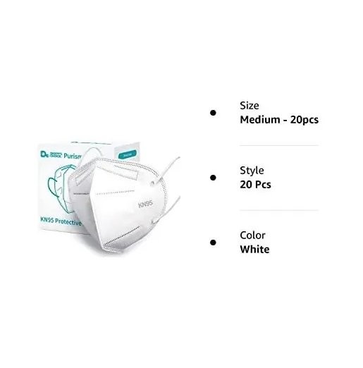20 Pack High-Filtration KN95 White 3D Design Masks 5-Layer Skin-Friendly Soft