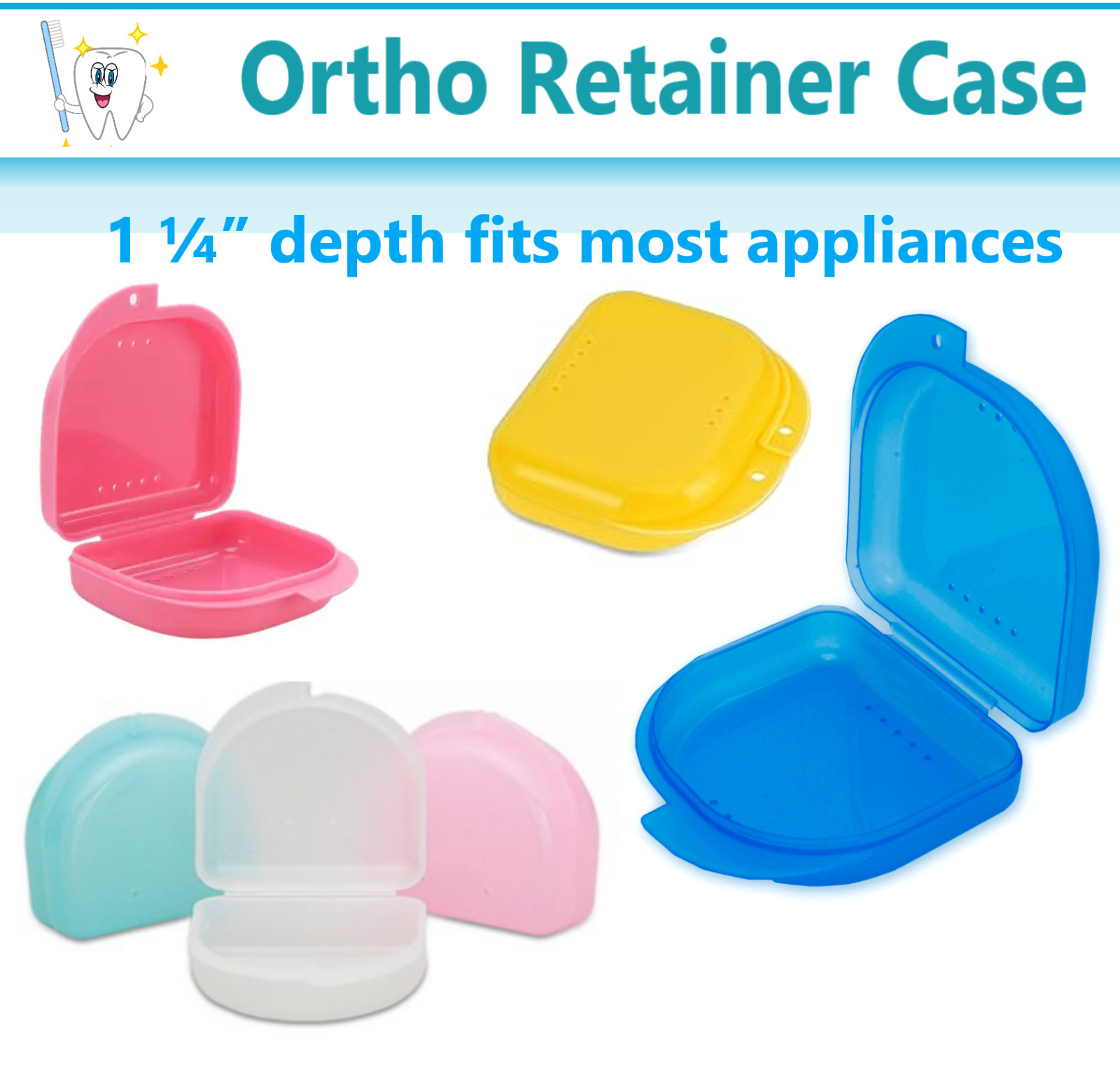 Dental Denture Box Storage Case – 1 1/’4 Deep Ortho Retainer Box Appliance Cases
