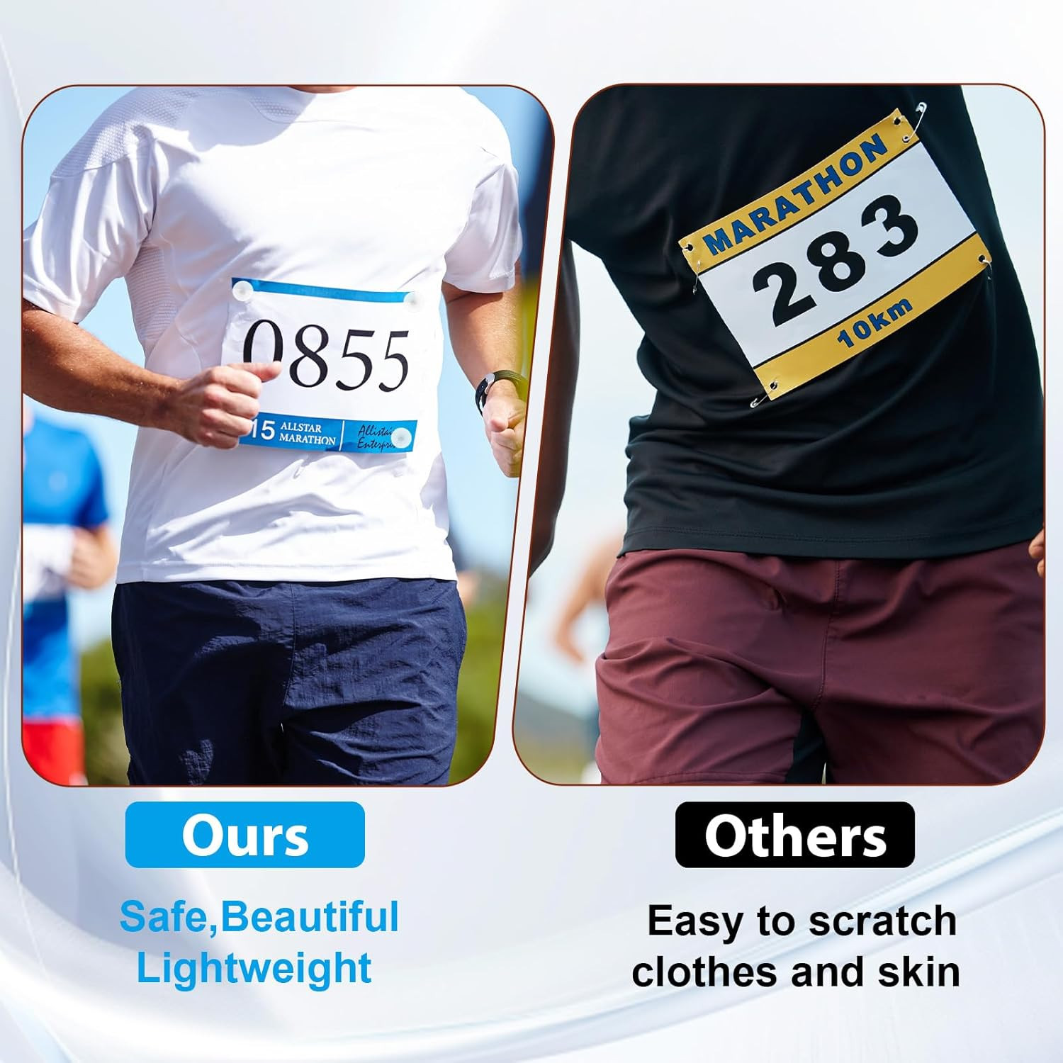 24 PCS Clear Bib Snaps for Runners, Race Number Buckle Fixing System, Triathlon