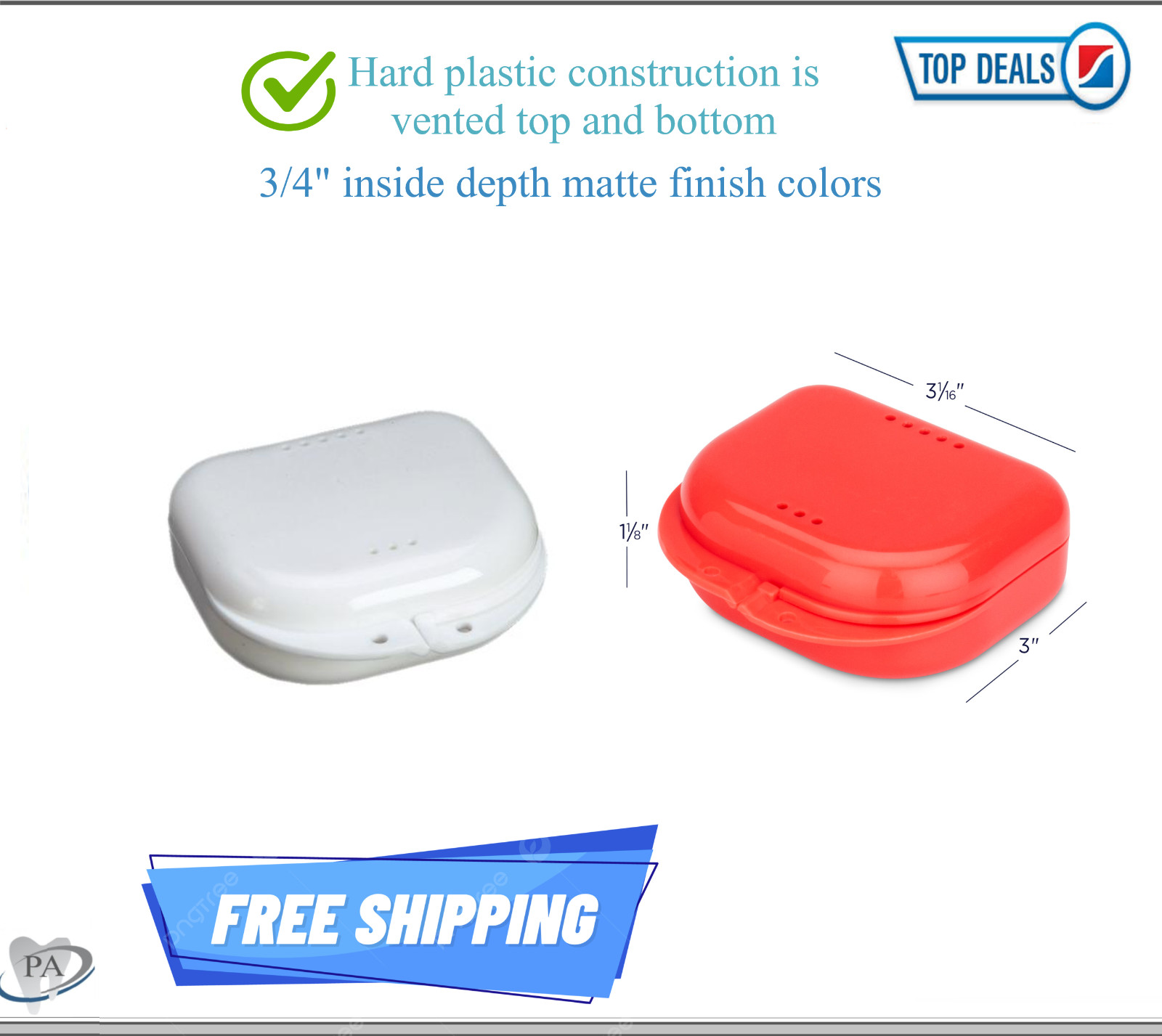 Dental Denture Box Retainer Box Carrier 4W x 2in x 2in Upto 200 Retainers/Case
