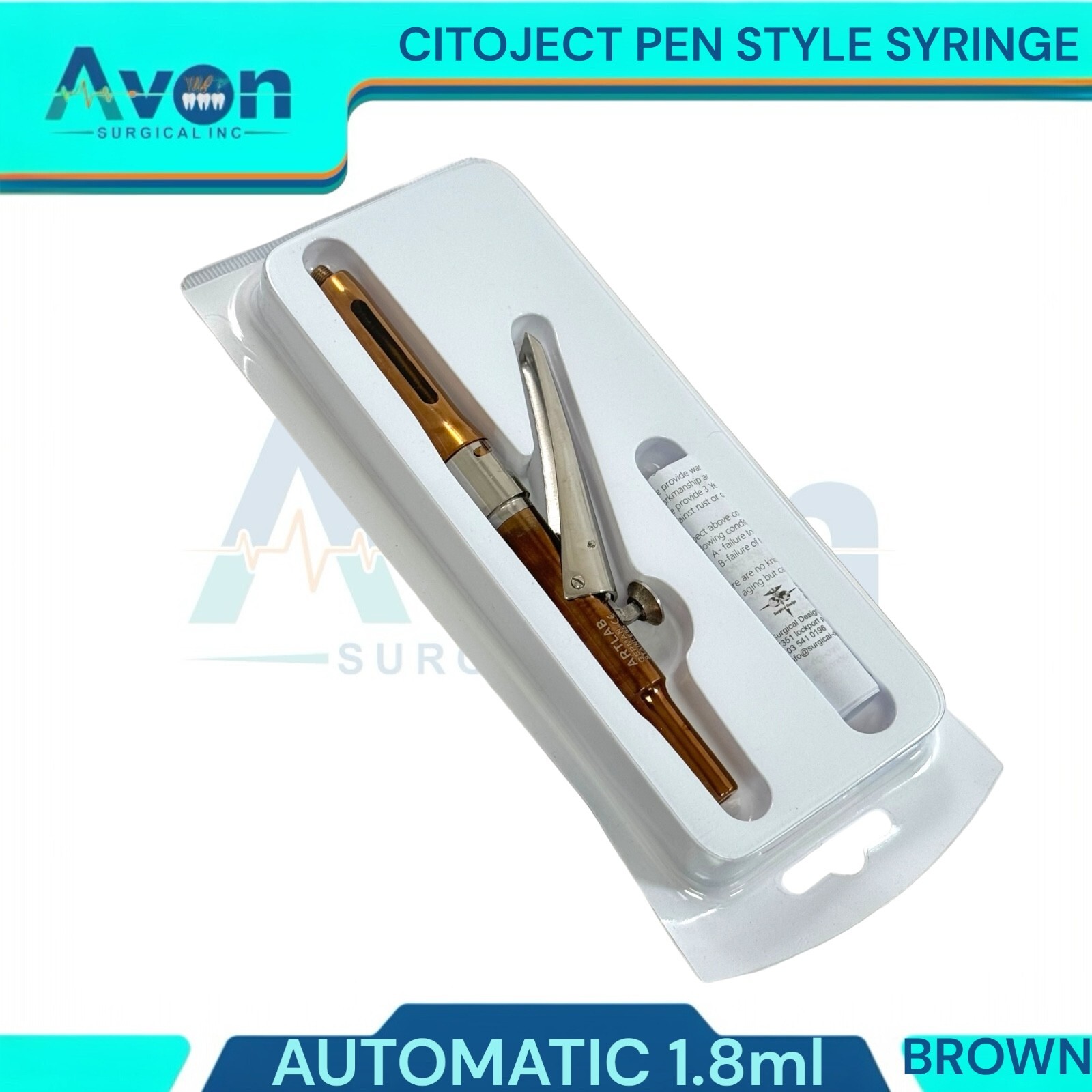 3PK Dental Anthestetic Pen Syringe 1.8mL, Multicolor+Brown+Blue, Stainless