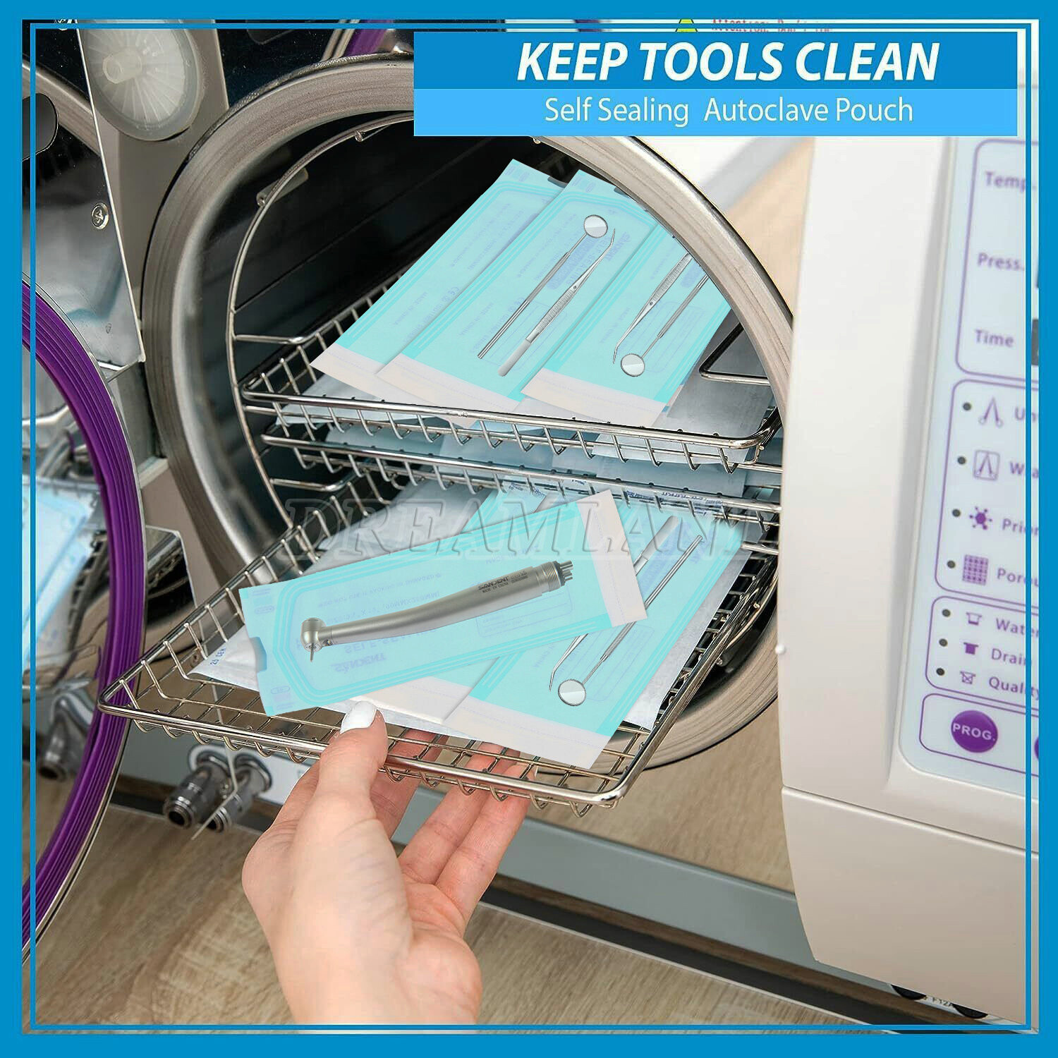 3.5″ x 10″ Self-Sealing Sterilization Pouches for Autoclave (1 Box of 200)