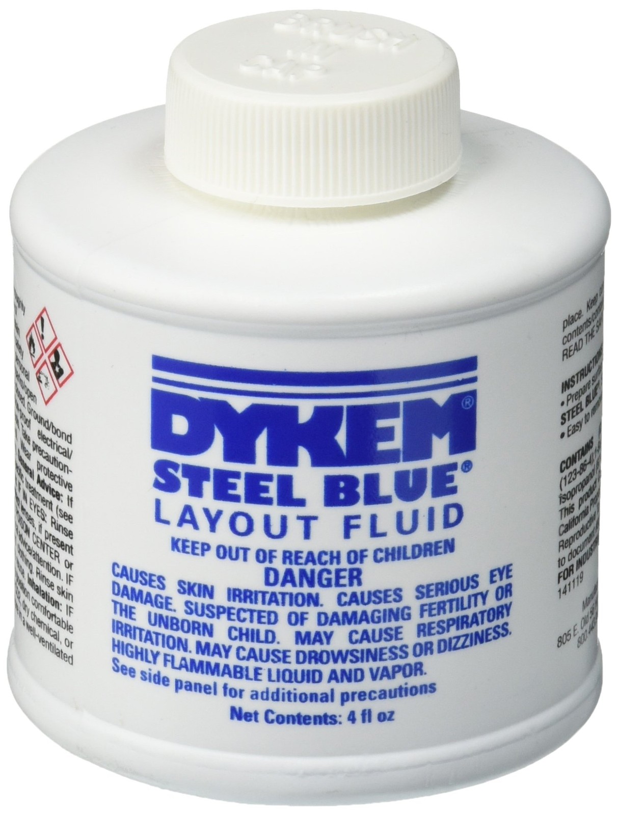 Steel Blue Layout Fluid Machinist Marking Dye Brush Cap 4 oz