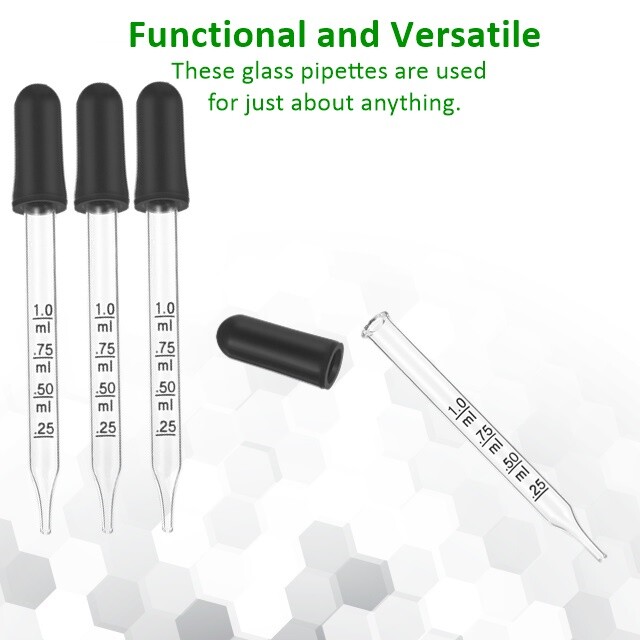 Pack of 6 Medicine Art Essential Oils Eye Dropper Graduated 4″ Straight Tip 1ml