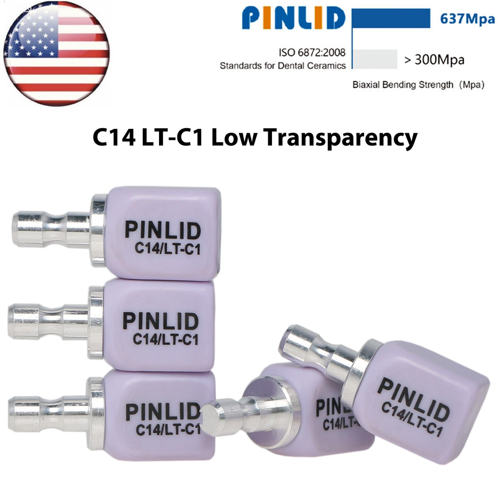 US C14 LT Low Transparency Glass Ceramic Blocks Lithium Disilicate CAD/CAM Cerec