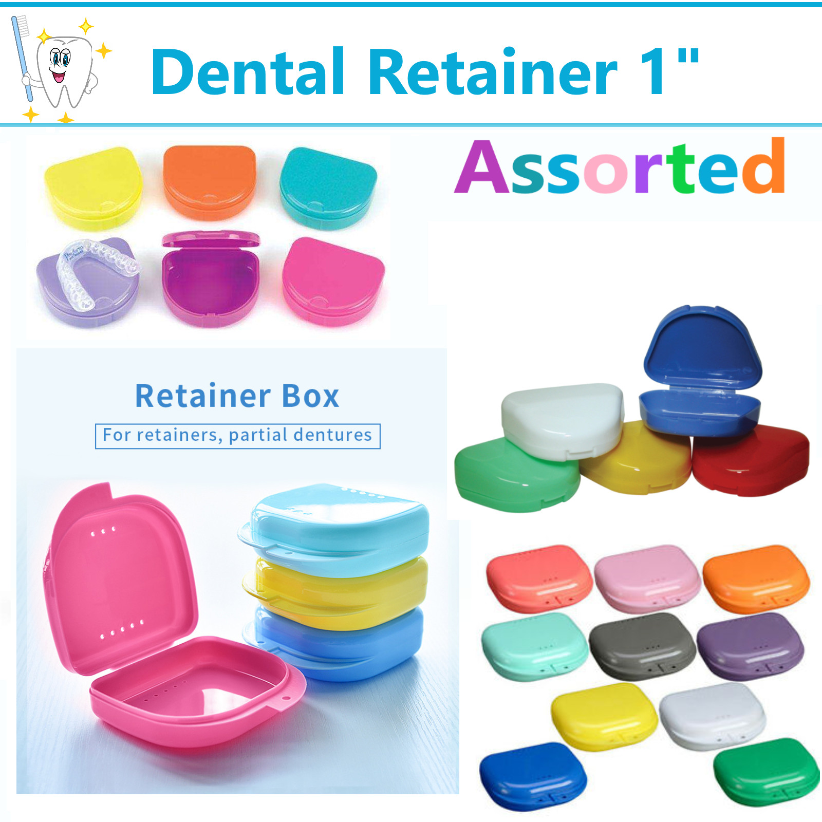 Dental Retainer Box Orthodontic Appliance Guard Snap closure, Up to 200/Case