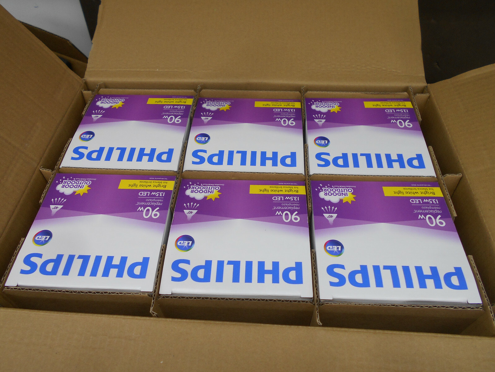 BOX OF 6 PHILIPS 467795 13.5W 950 LUMENS LED INDOOR/OUTDOOR LAMP BULBS