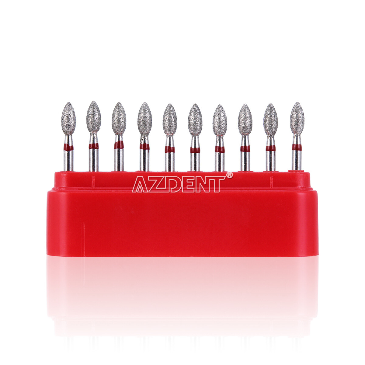 10pcs Dental FG Diamond Bur 368-023F RED Fine Grit Football High Speed Cutting