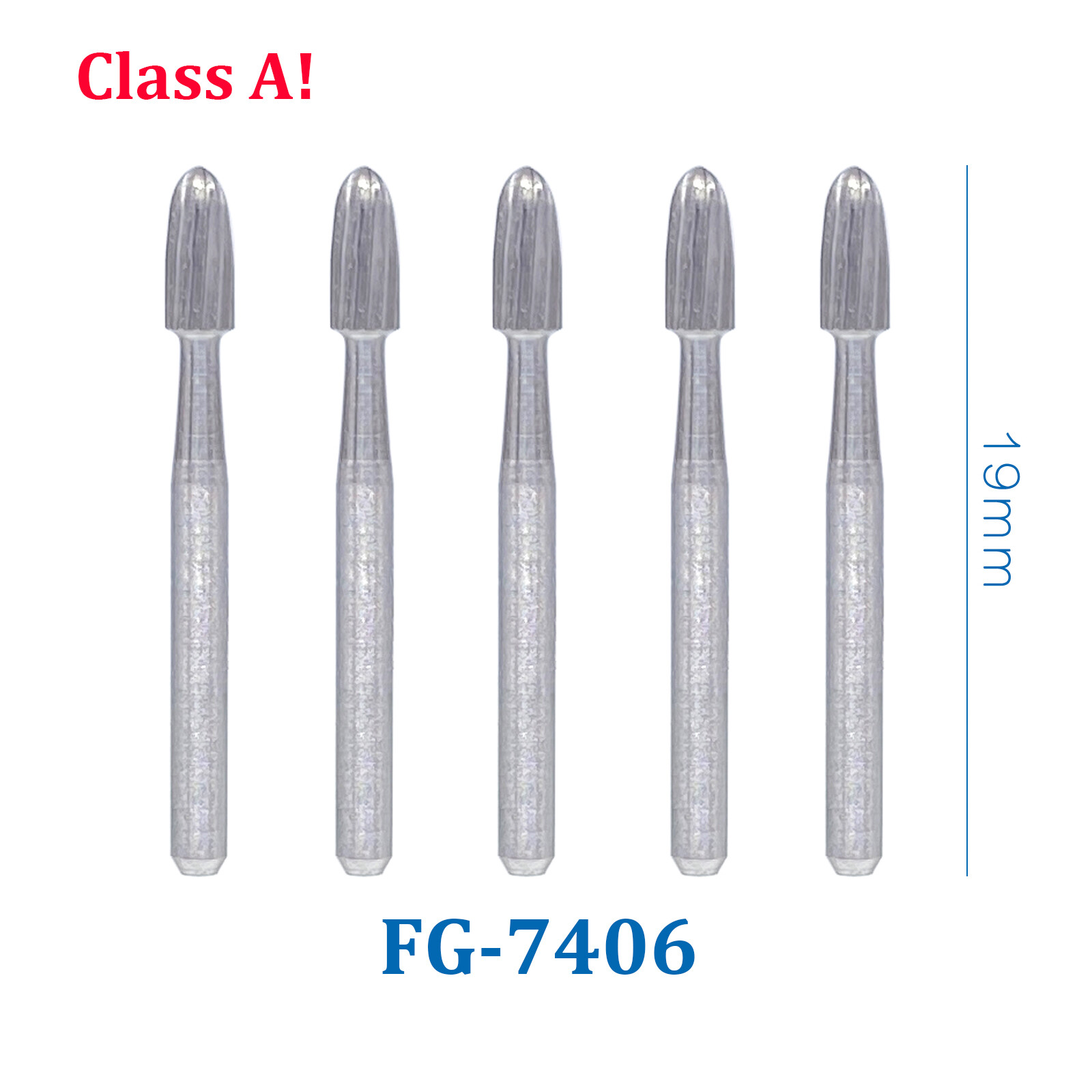 5Pcs Dental Carbide Burs Trimming Finishing Polishing Egg Football FG 7406 High