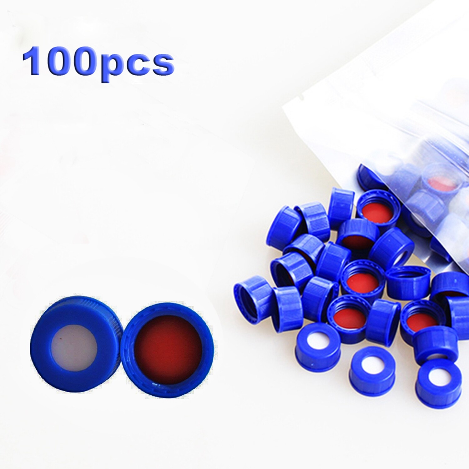50000Pcs 2ml Vial Caps 9mm Screw Top White Silicone/Red PTFE Septa 9-425 HPLC GC