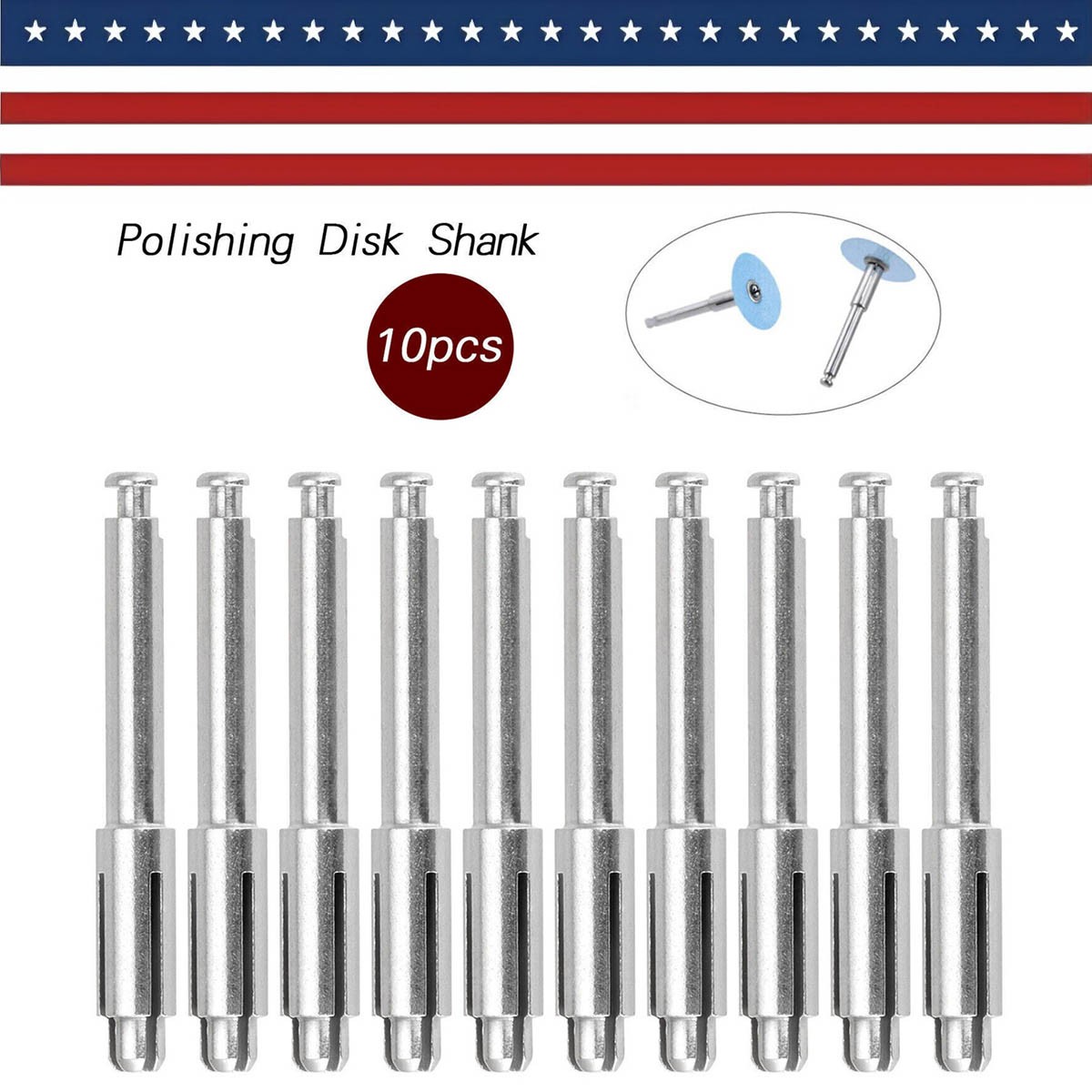 10PCS Dental Mandrel for Polishing discs fit RA 3M Soflex Polishing Discs