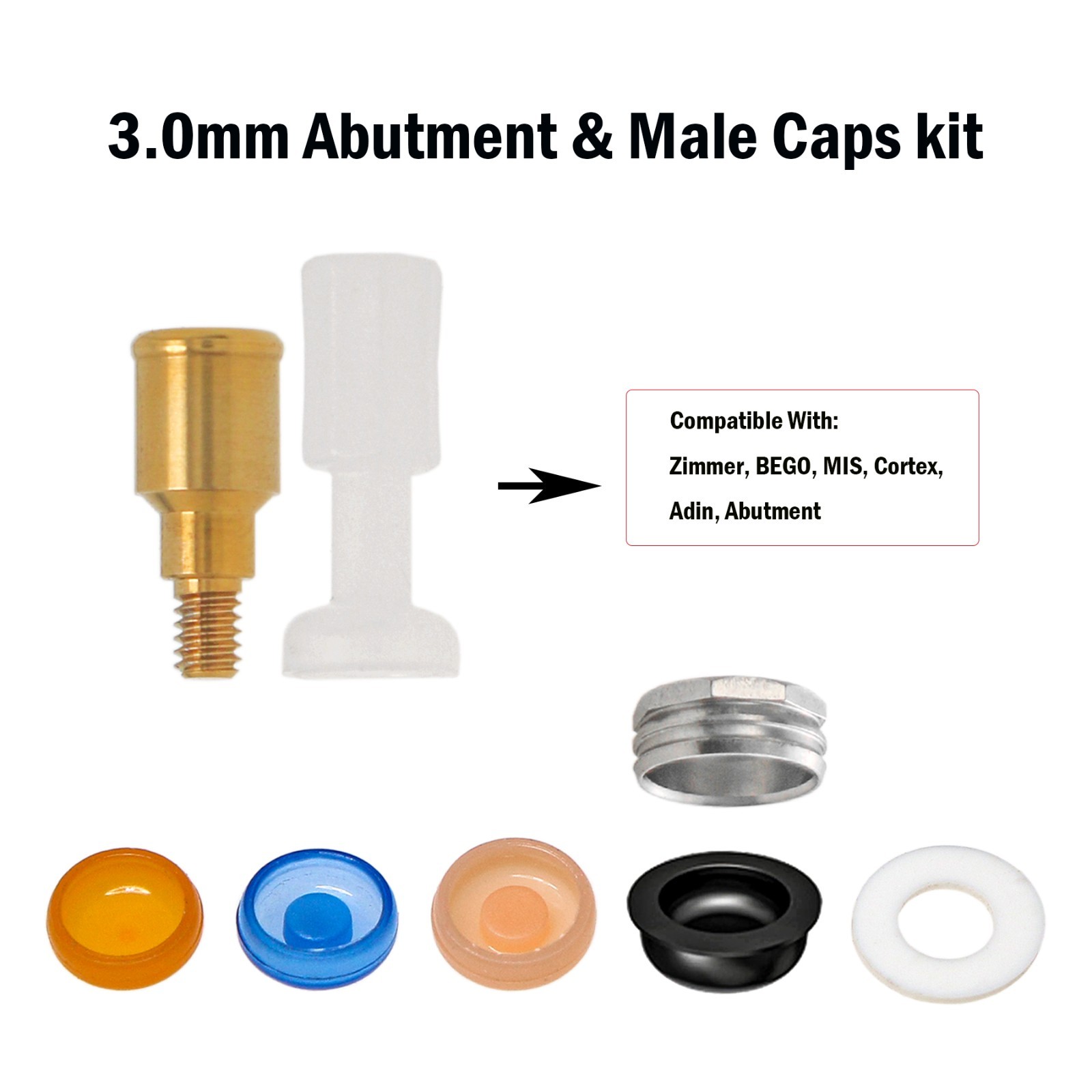 US Locator Abutment for Zimmer Screw-Vent 3.5 Titanium Abutment Male Cap Inserts