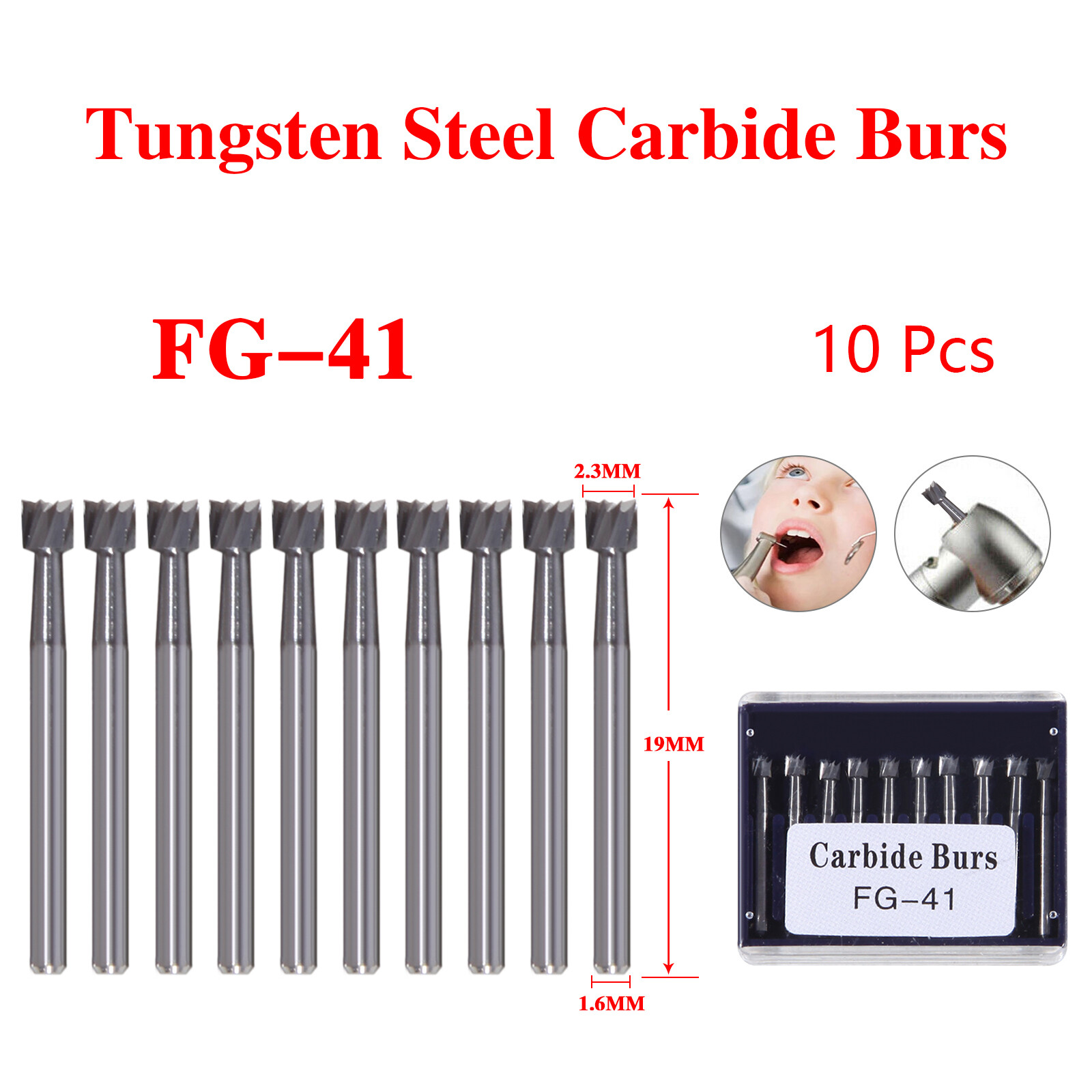 Dental Tungsten Carbide Bur FG Inverted Cone Burs FG-41 For High Speed Handpiece