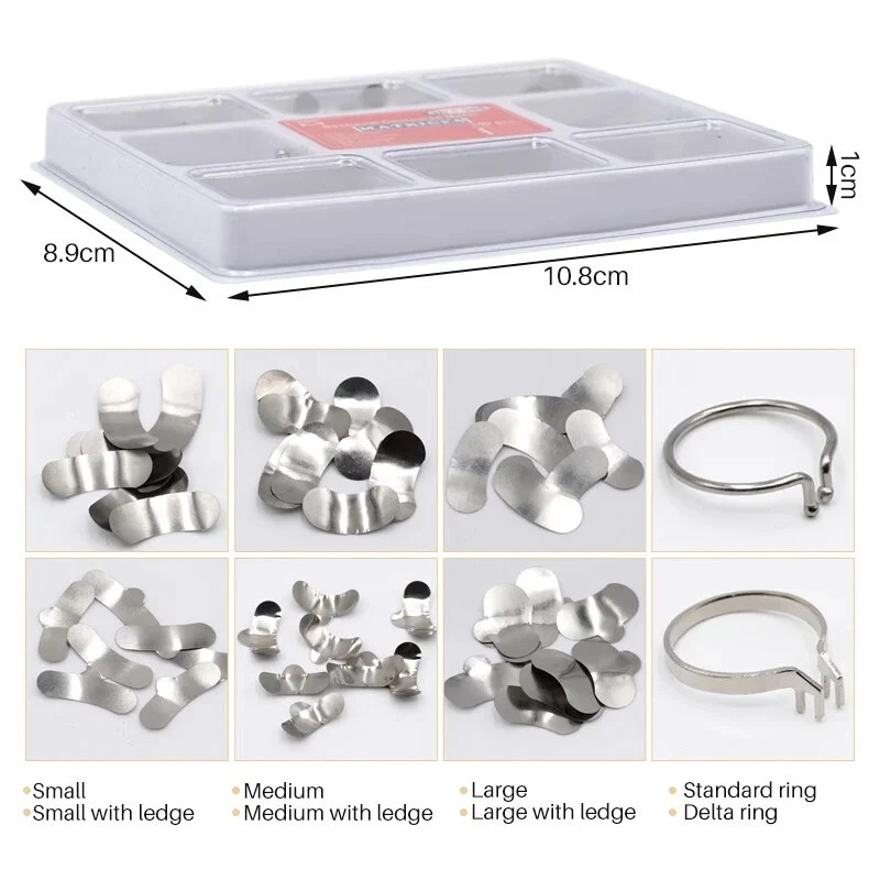 100pcs/Box Dentales Matrices Bandas de matriz de metal contorneadas se Dentista