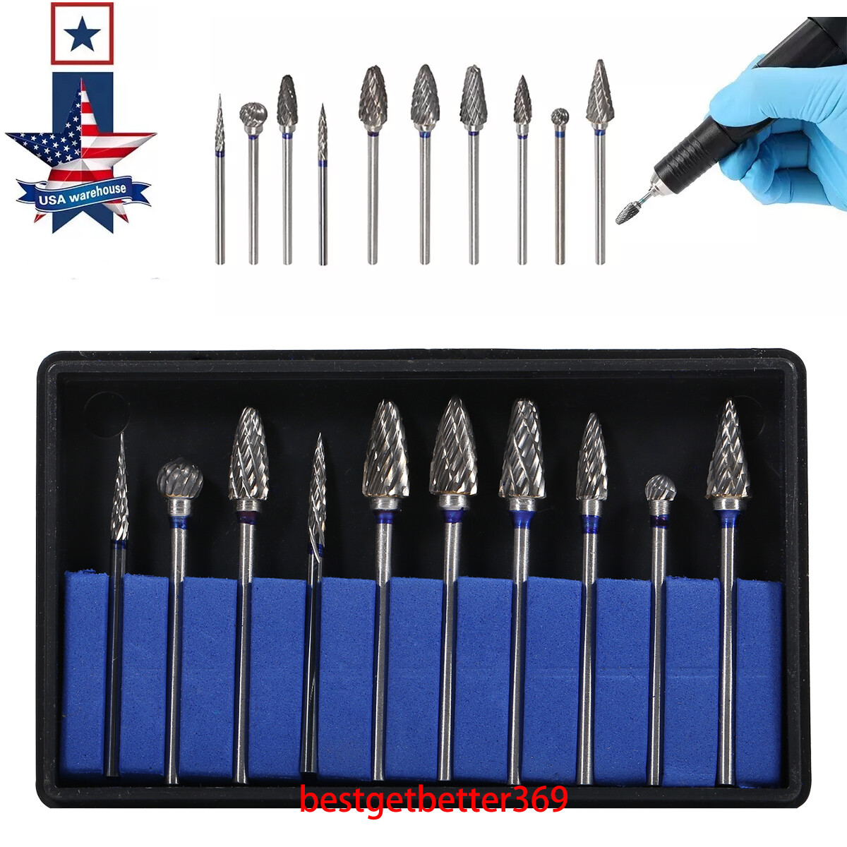 10Pieces/Set Tungsten Carbide.HP Bur Grinding Polishing Dental Lab Jewelry Alloy