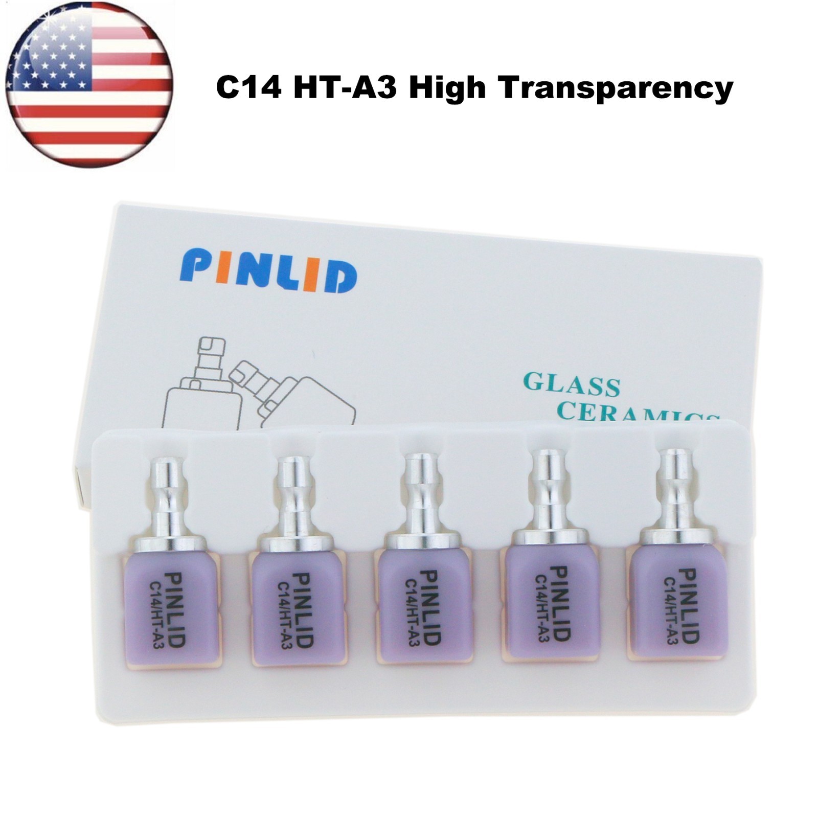 US C14 Dental Ceramic Lithium Disilicate Blocks Cerec Emax CAD HT A1 A2 A3 A3.5