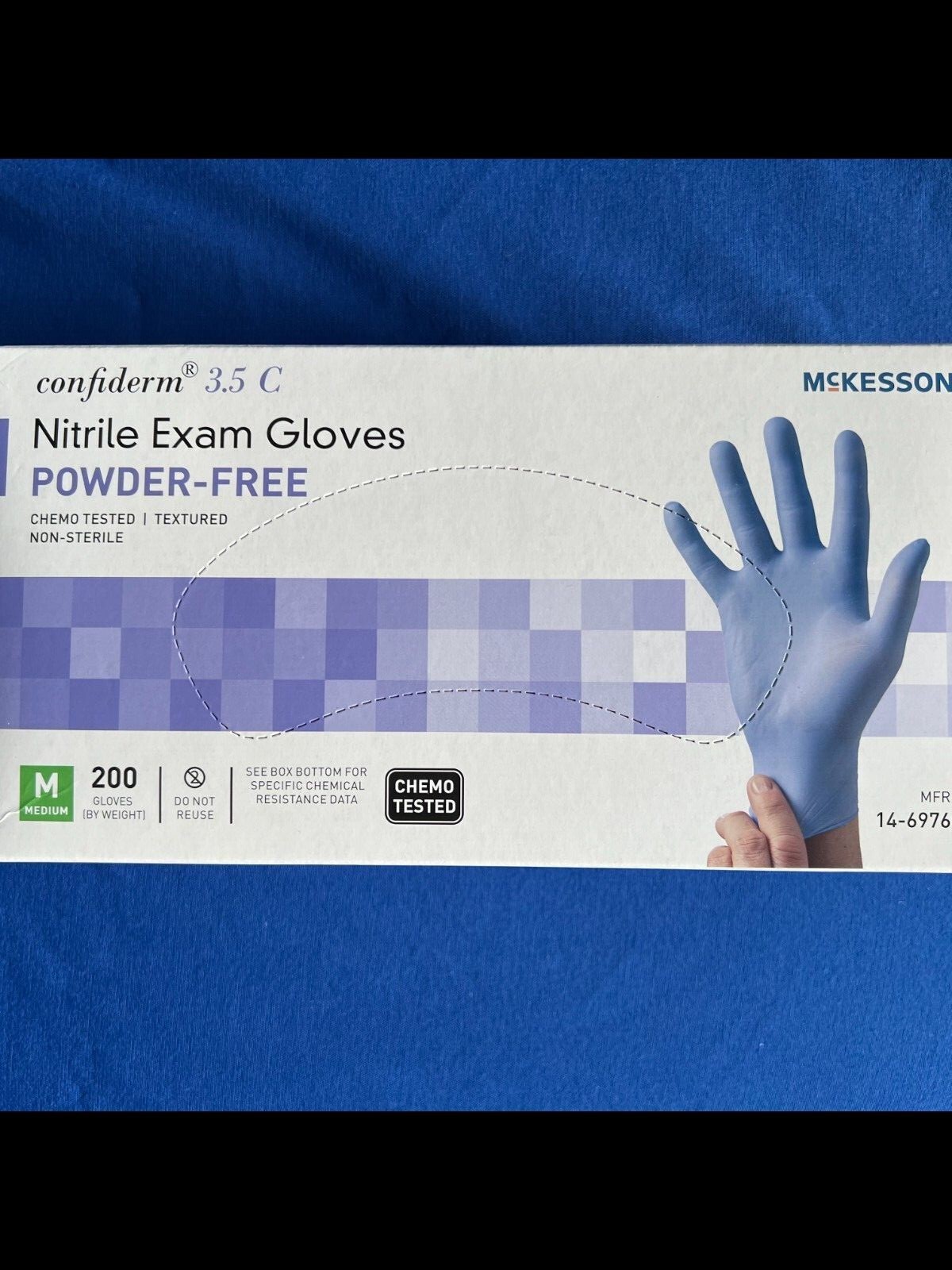 McKesson 200 Ct Confiderm Nitrile Exam Gloves Powder-Free – Medium size – Blue