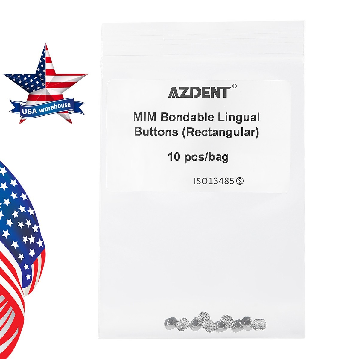 10pcs Dental Orthodontic Lingual Buttons Bondable for Bondable Rectangular Base