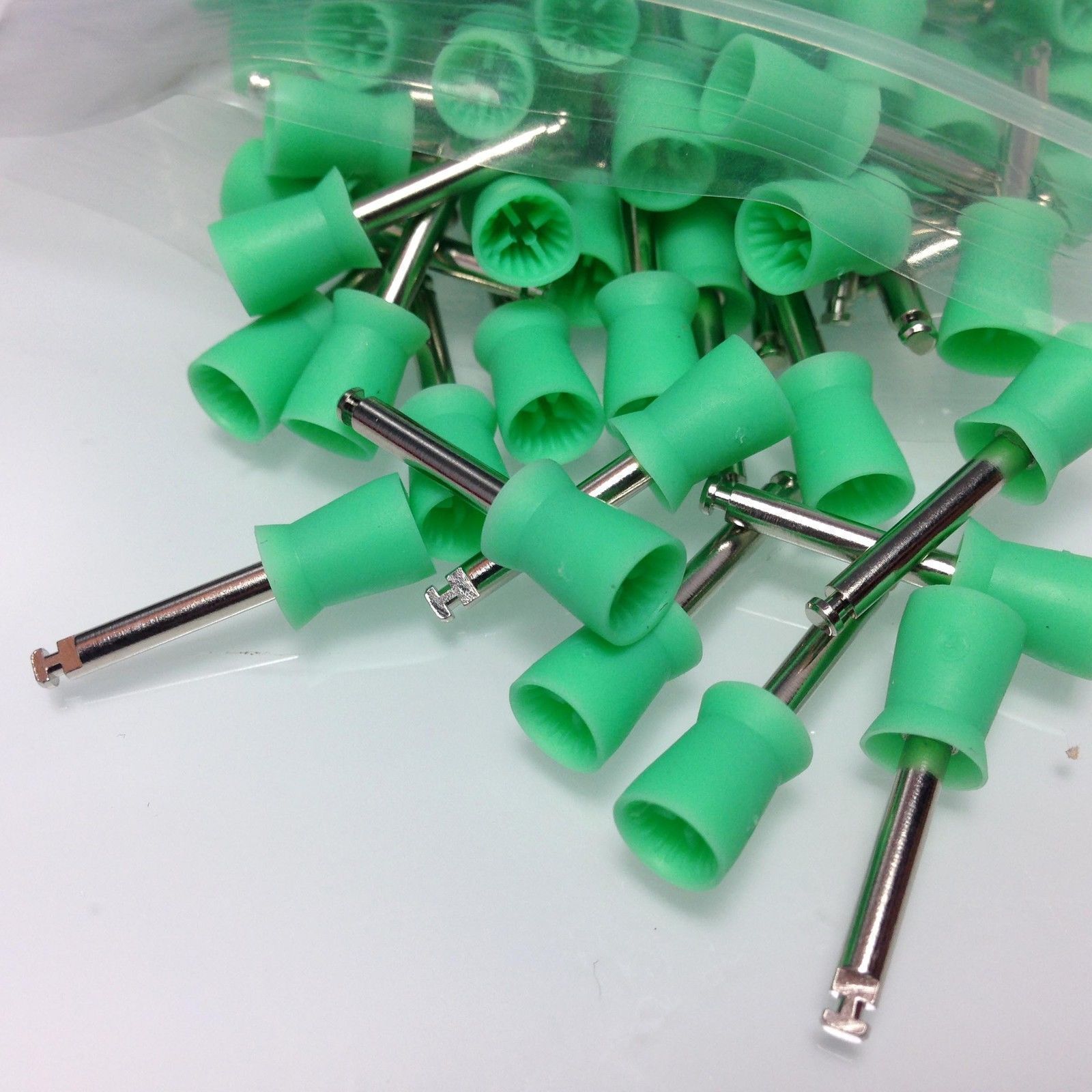 100 pieces Dental Rubber Prophy Tooth Polish Polishing Cups Latch Type Green NJ