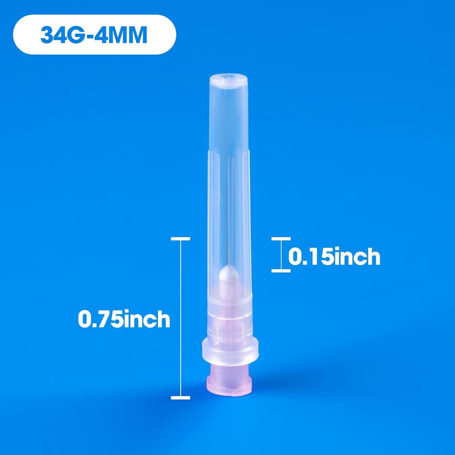 100 Pack 34 Ga 4mm Disposable Needles with Caps for Scientific and Industrial…