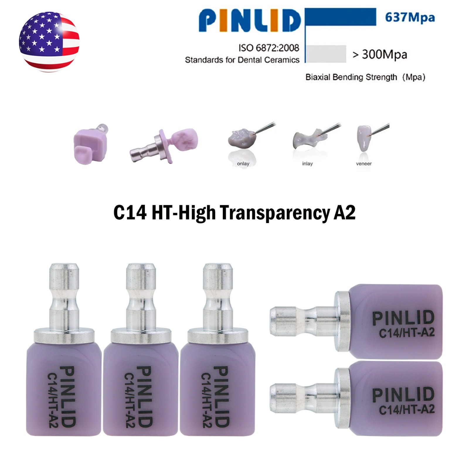 C14 Dental Exam Glass Ceramic Block HT/MT/LT Lithium Disilicate CAD/CAM forCEREC