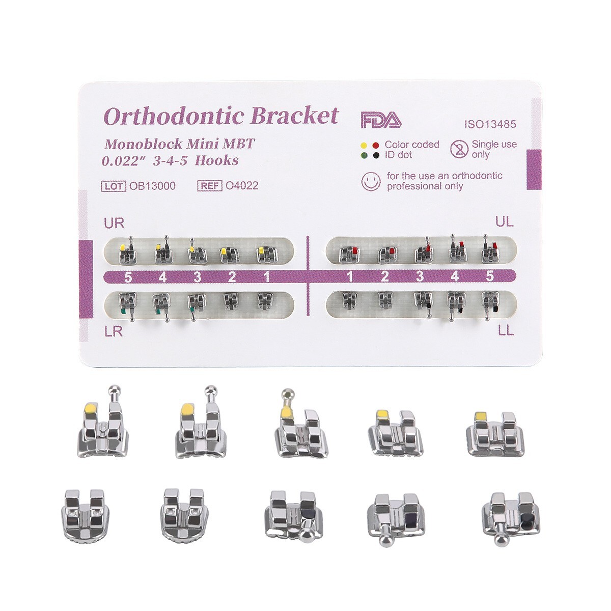 AZDENT Dental Ortho Brackets Braces Mini MBT Roth.022 Hook 345 /NITI Arch Wires