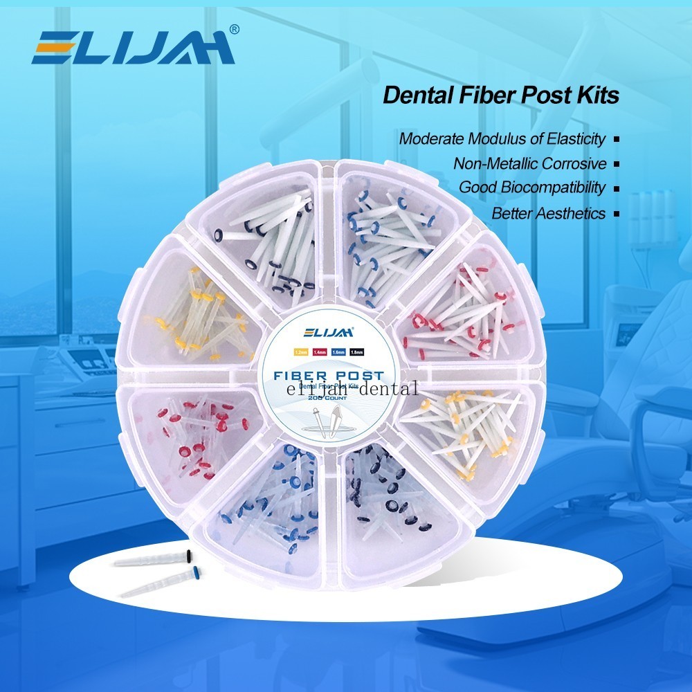 200Pcs/Box Dental Fiber Post Kits Screw/Straight Post Quartz Glass Thread Pile