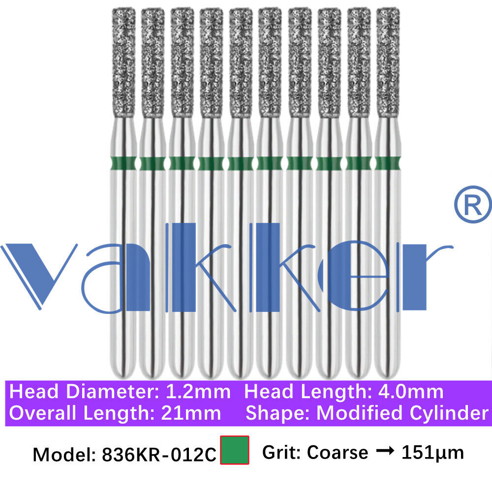 10pc Dental FG Diamond Burs for High Speed Flat/Round End Cylinder Polishing Bur