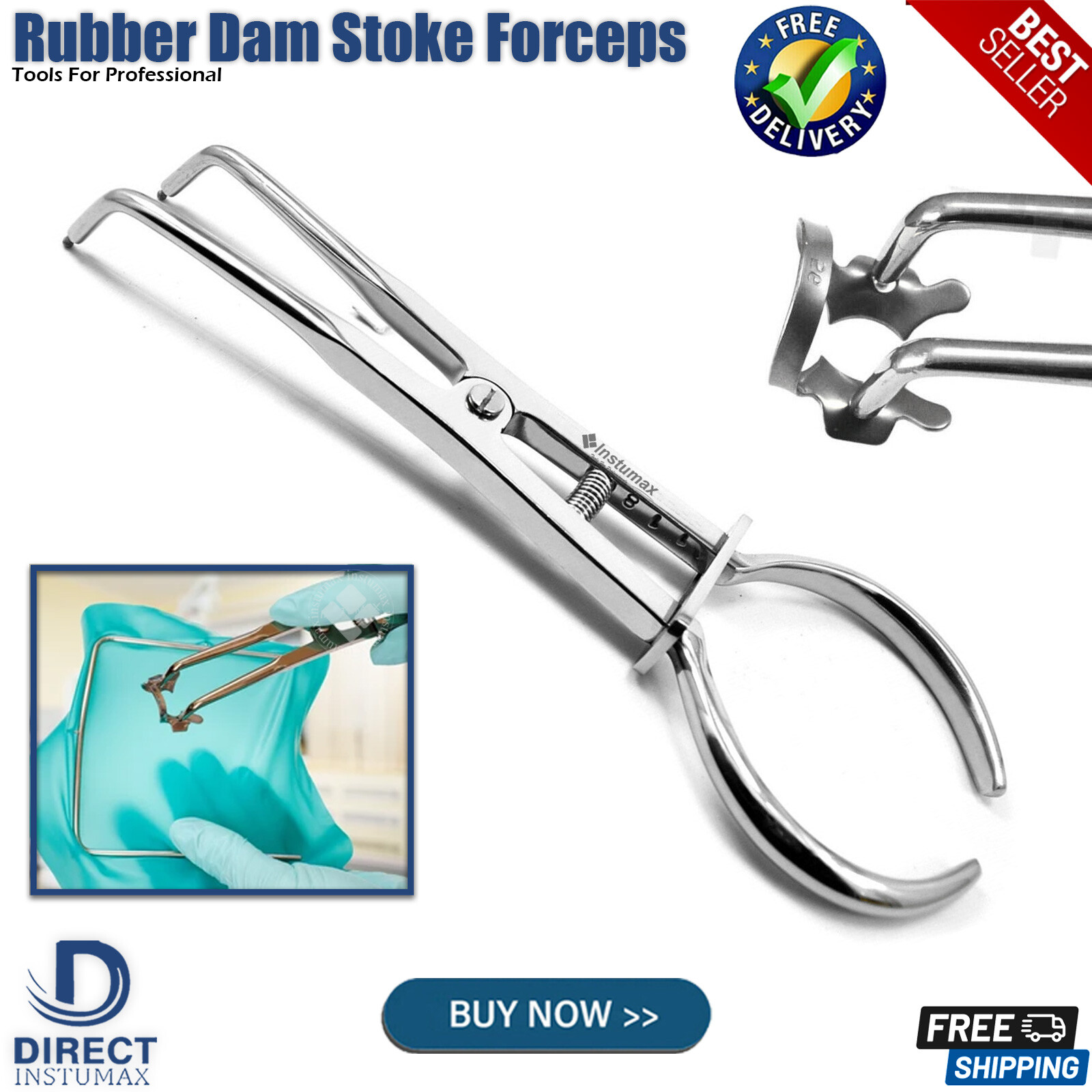 Dental Rubber Dam Kit Endodontic Restorative Set Brinker Clamps Scaler & Forceps