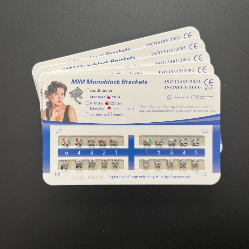 Dental Orthodontic Metal Bracket MIM Monoblock Mini Roth 022 no Hooks Mesh Base