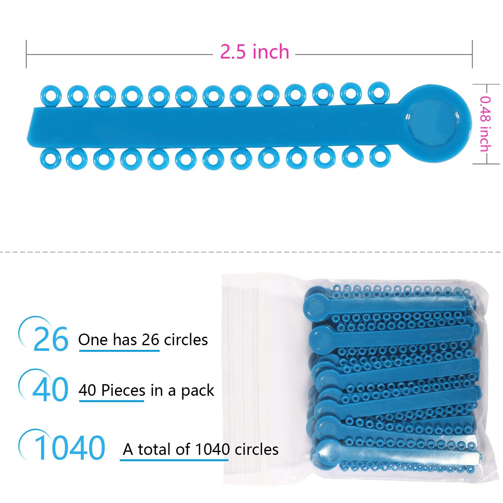 45 Color Dental Elastic Ligature Ties Rubber Power Bands for Orthodontic Braces