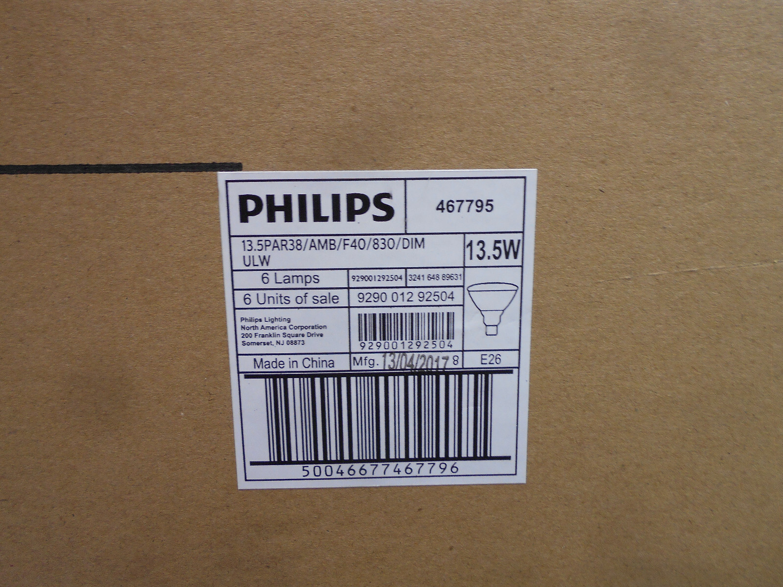 BOX OF 6 PHILIPS 467795 13.5W 950 LUMENS LED INDOOR/OUTDOOR LAMP BULBS