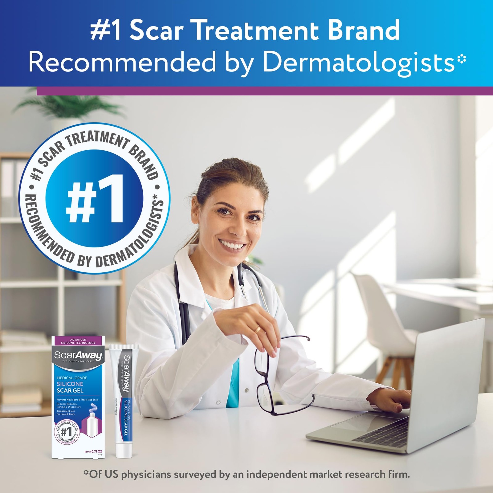 ScarAway Silicone Scar Gel – Injury, Burn, Surgery Scars – 10g (0.35 Oz)