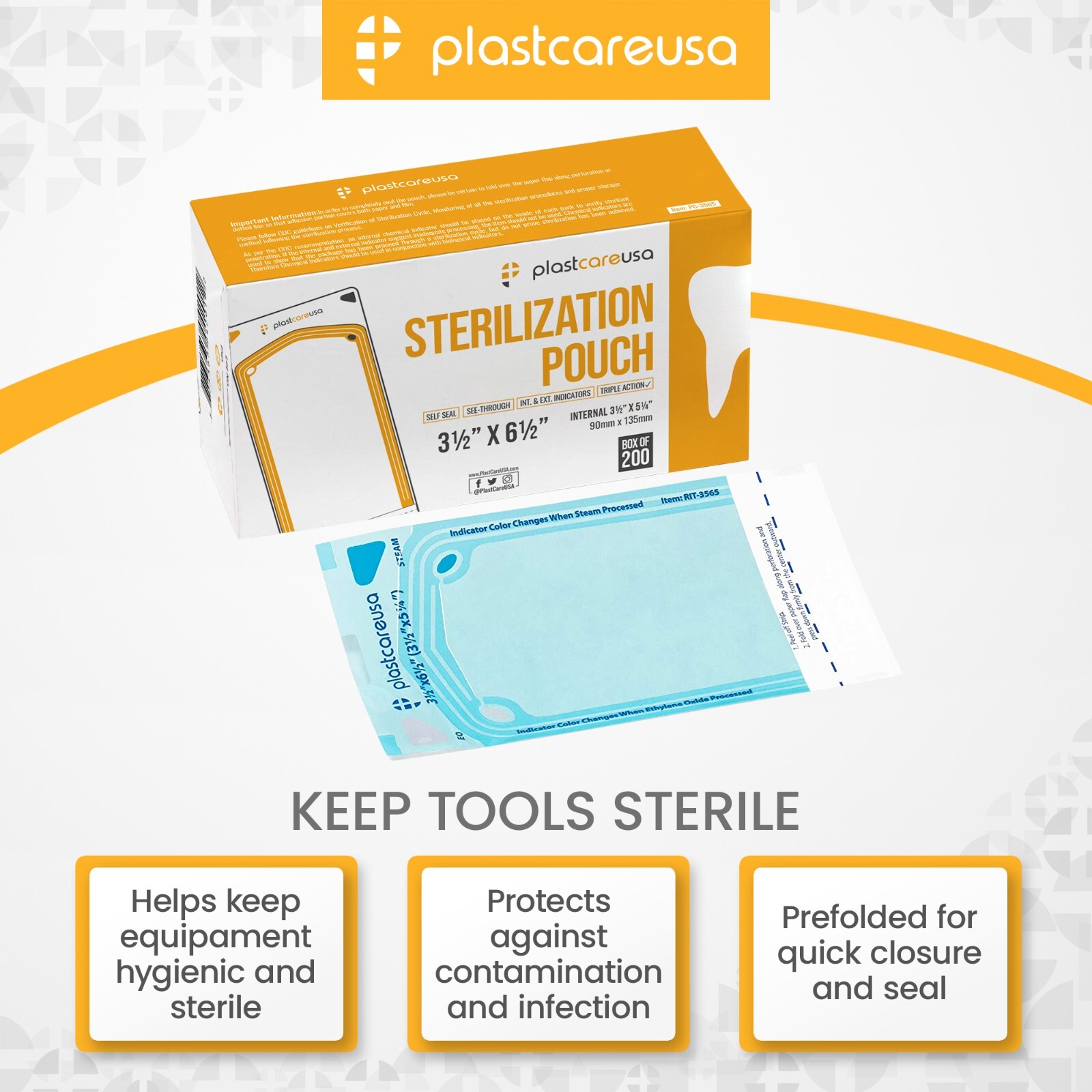 3.5″ x 5.25″ Self-Sealing Sterilization Pouches for Autoclave (Choose Quantity)