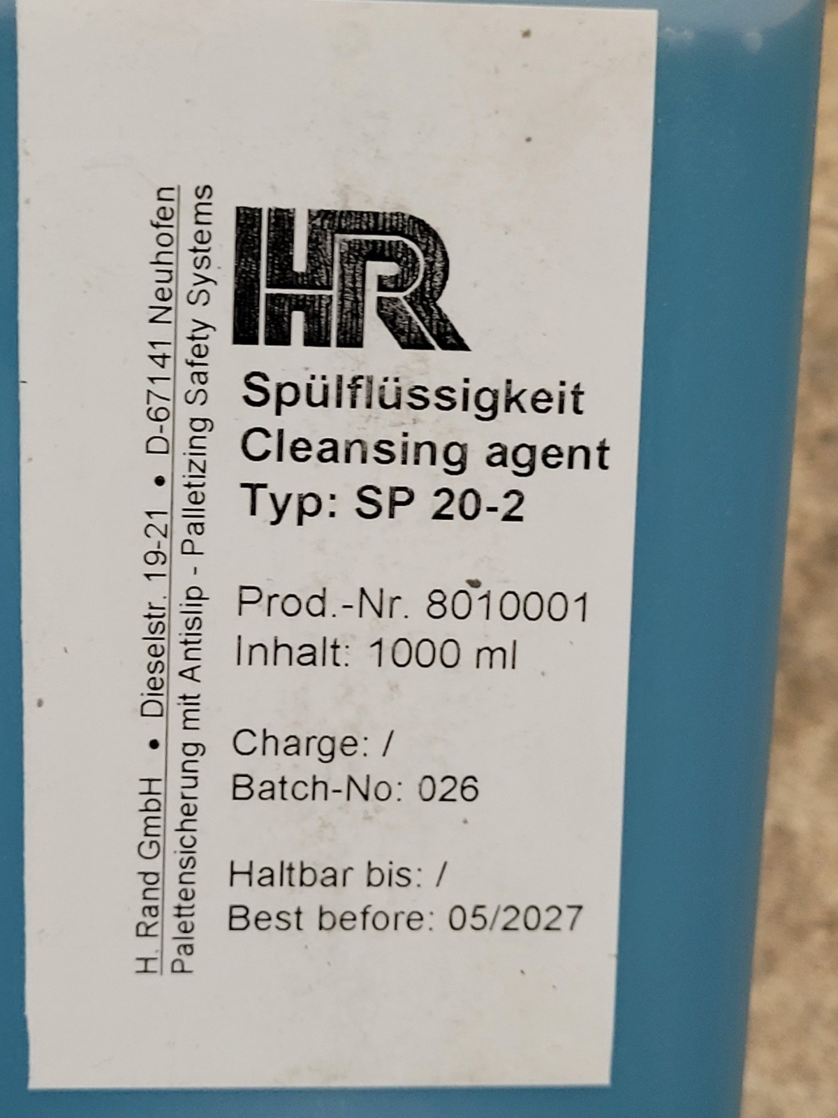 IHR Cleansing Agent SP 20-2 – 8010001 – 1000ml Bottle Expires 05/2027