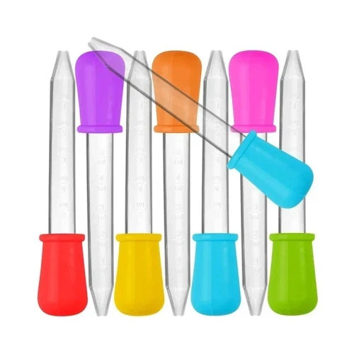5pc Random Medicine Silicone and Plastic Pipettes Eye Dropper with Bulb Tip 5ml