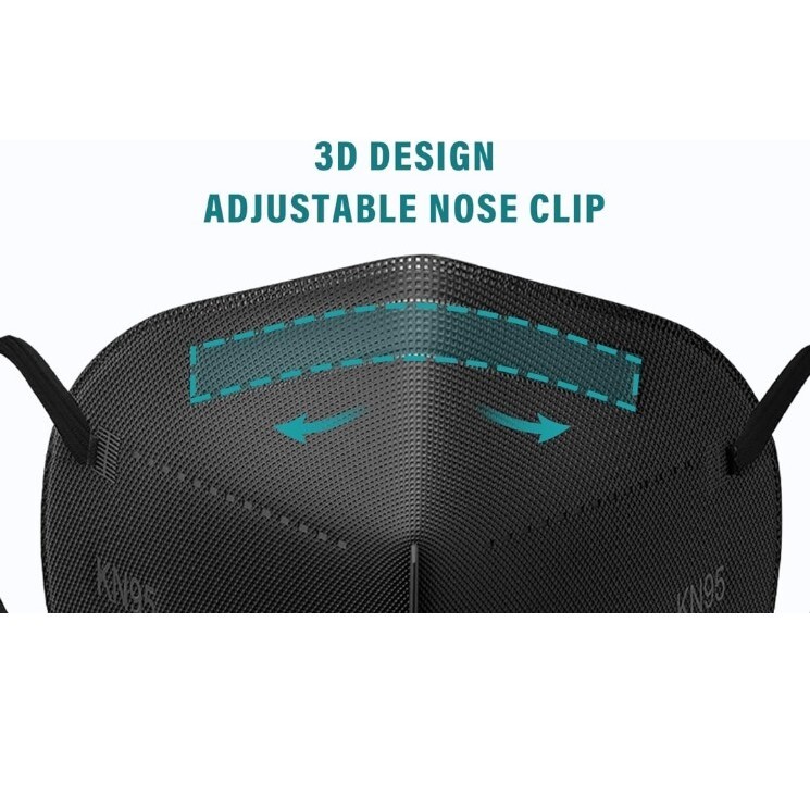 25 Pcs Black KN95 Adult Face Mask 5 Layer Disposable Particulate Respirator