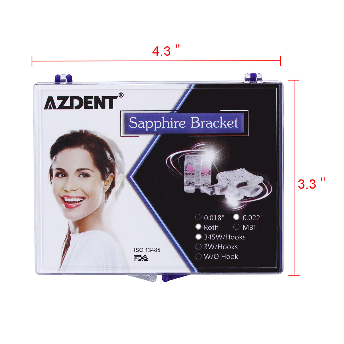 AZDENT Dental Ortho Sapphire Bracket Buccal Tubes Mini roth/MBT.022 Hooks 345