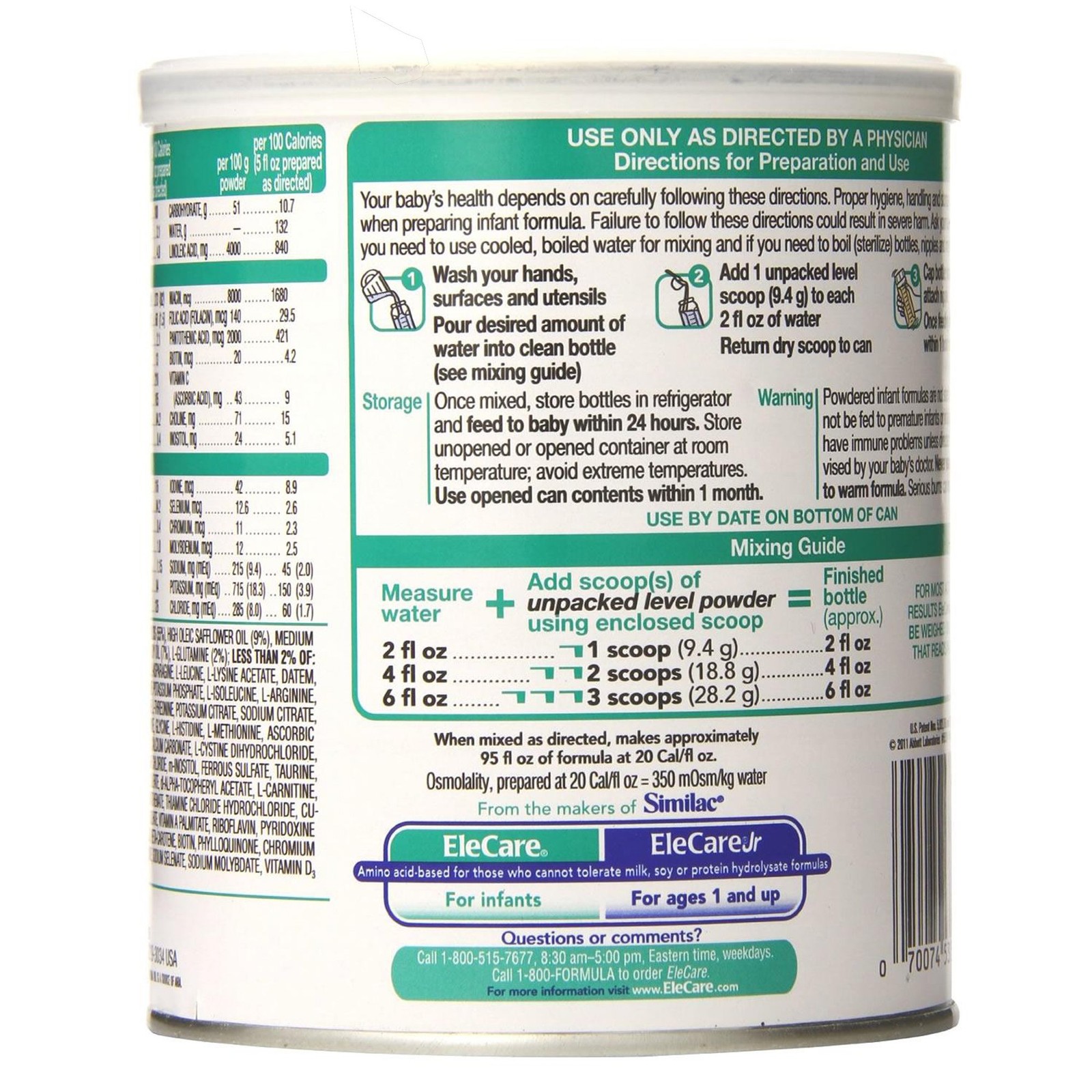 EleCare® with Iron Powder Infant Formula, 14.1-ounce can – Each