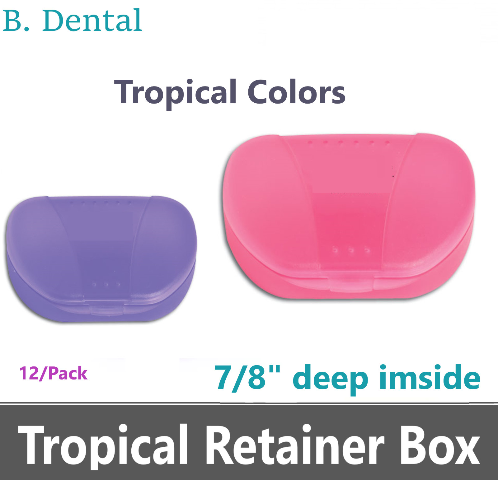 12 /Bx Dental Ortho Retainer Boxes Denture Case, Mouthguard Containers Box