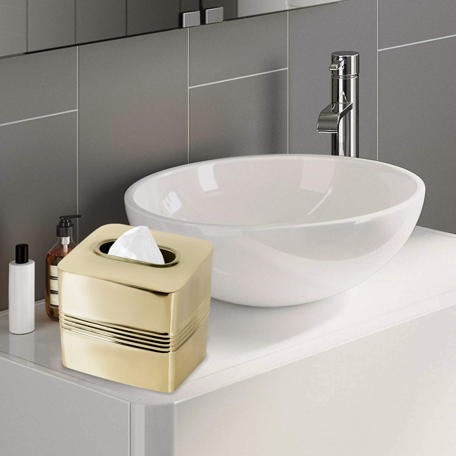 Nu Steel Boutique Tissue Coverpart Of Our Jewel Bathroom Accessory Set