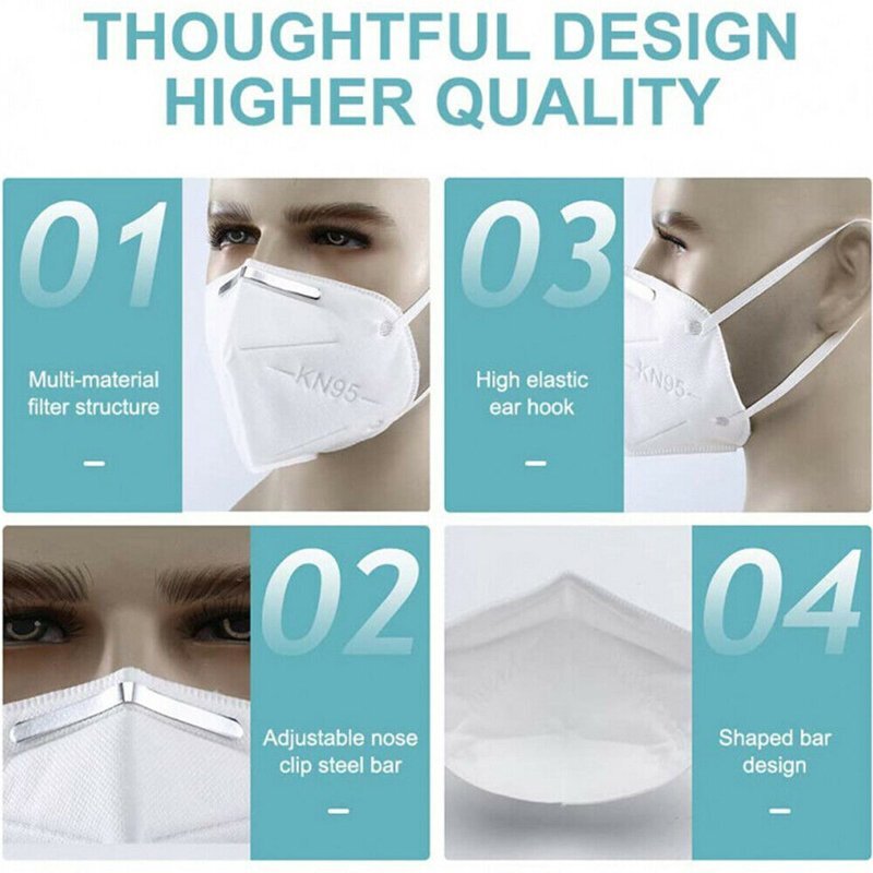 20 PCS KN95 Face Mask Disposable Protective Respirator Mouth Nose Cover [BLACK]