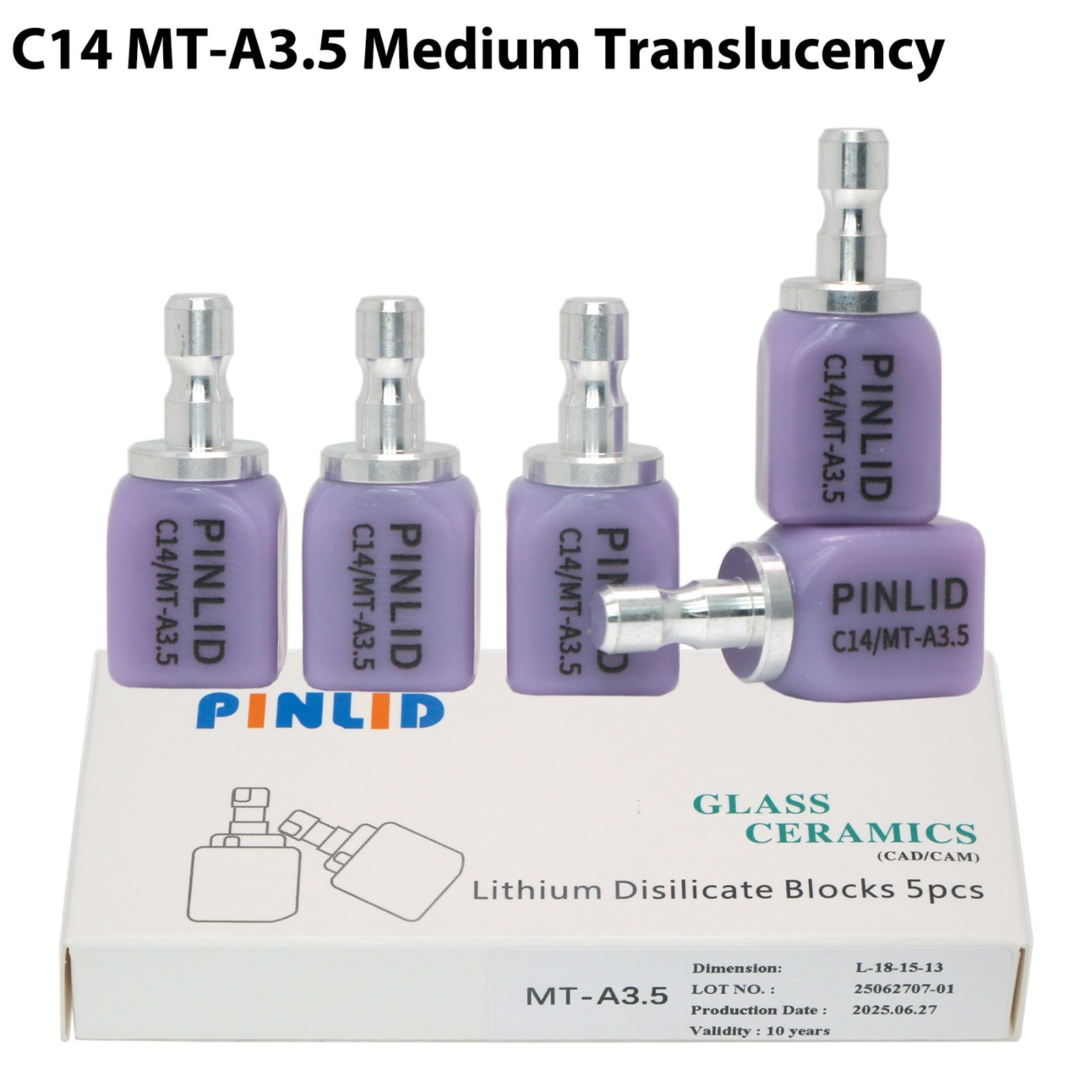 Dental C14 MT Emax Glass Ceramic Blocks Lithium Disilicate CAD/CAM CEREC