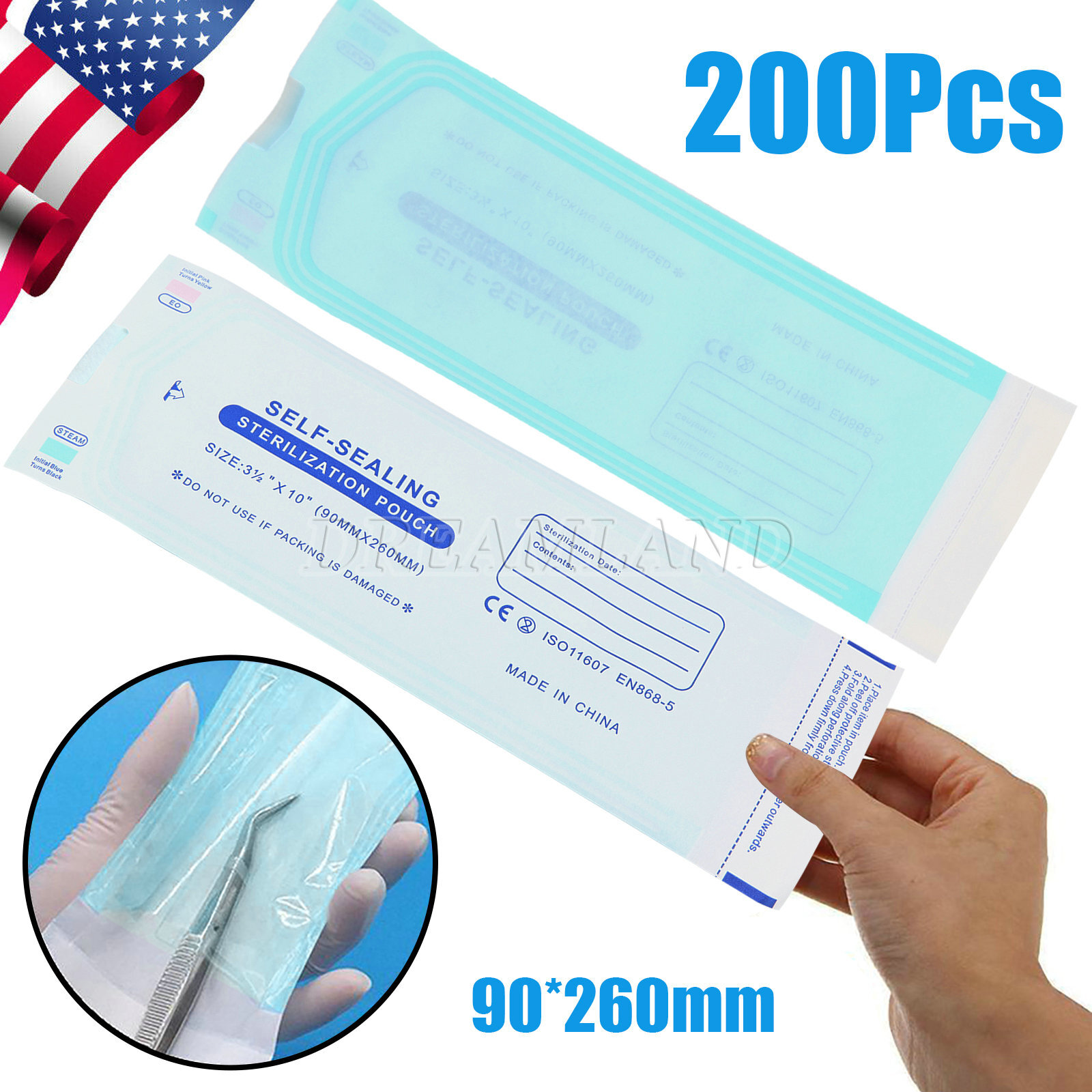 3.5″ X 10″ Self Sterilization Pouches Autoclave Pouch, Sterilizer Bags Dental US