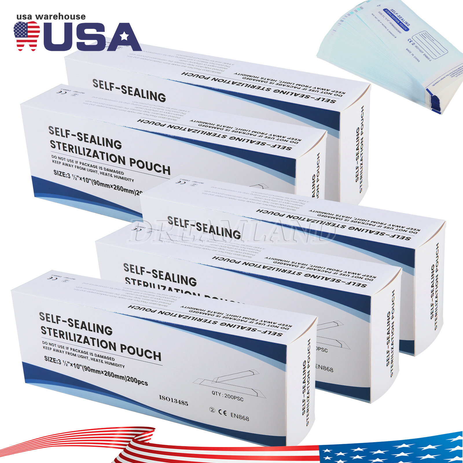 3.5″ X 10″ Self Sterilization Pouches Autoclave Pouch, Sterilizer Bags Dental US