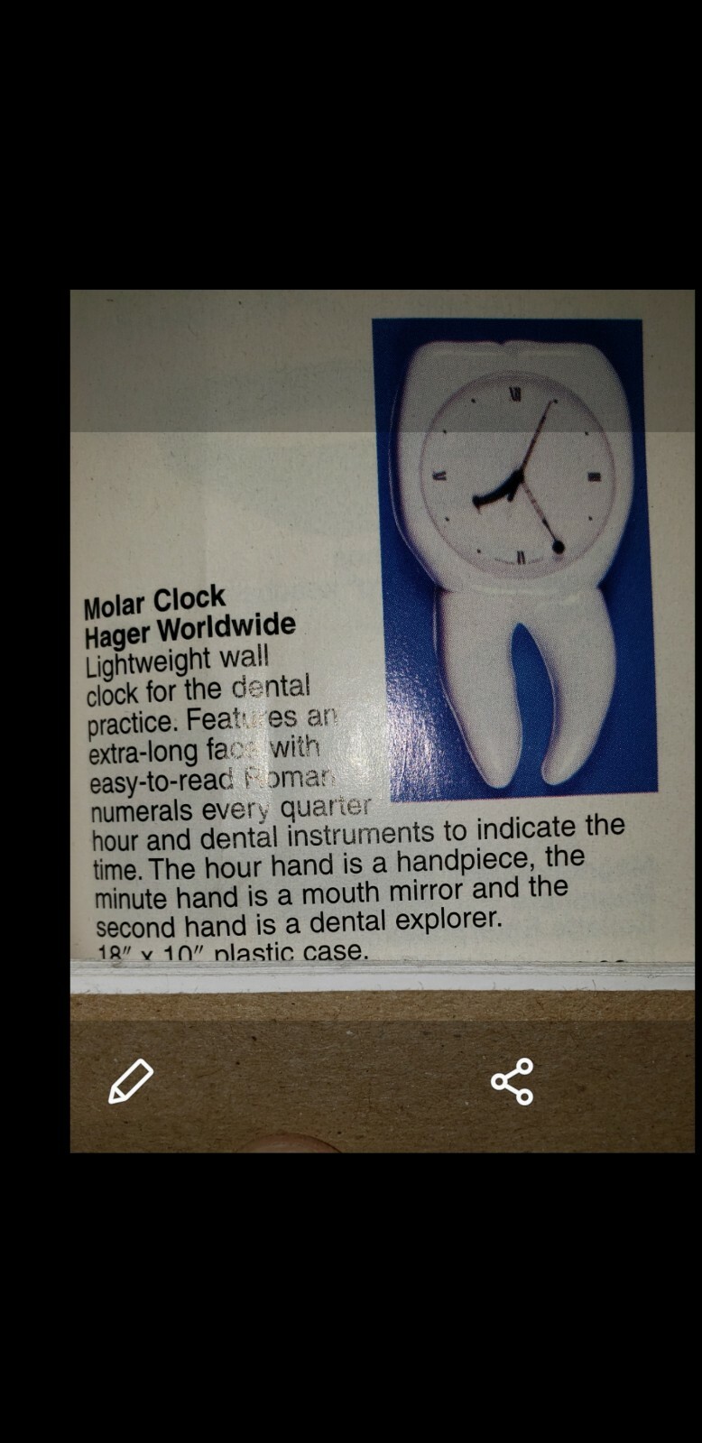 Tooth clocks molar wall hang for dental offices size 10in x 18in New. BEAUTIFUL.