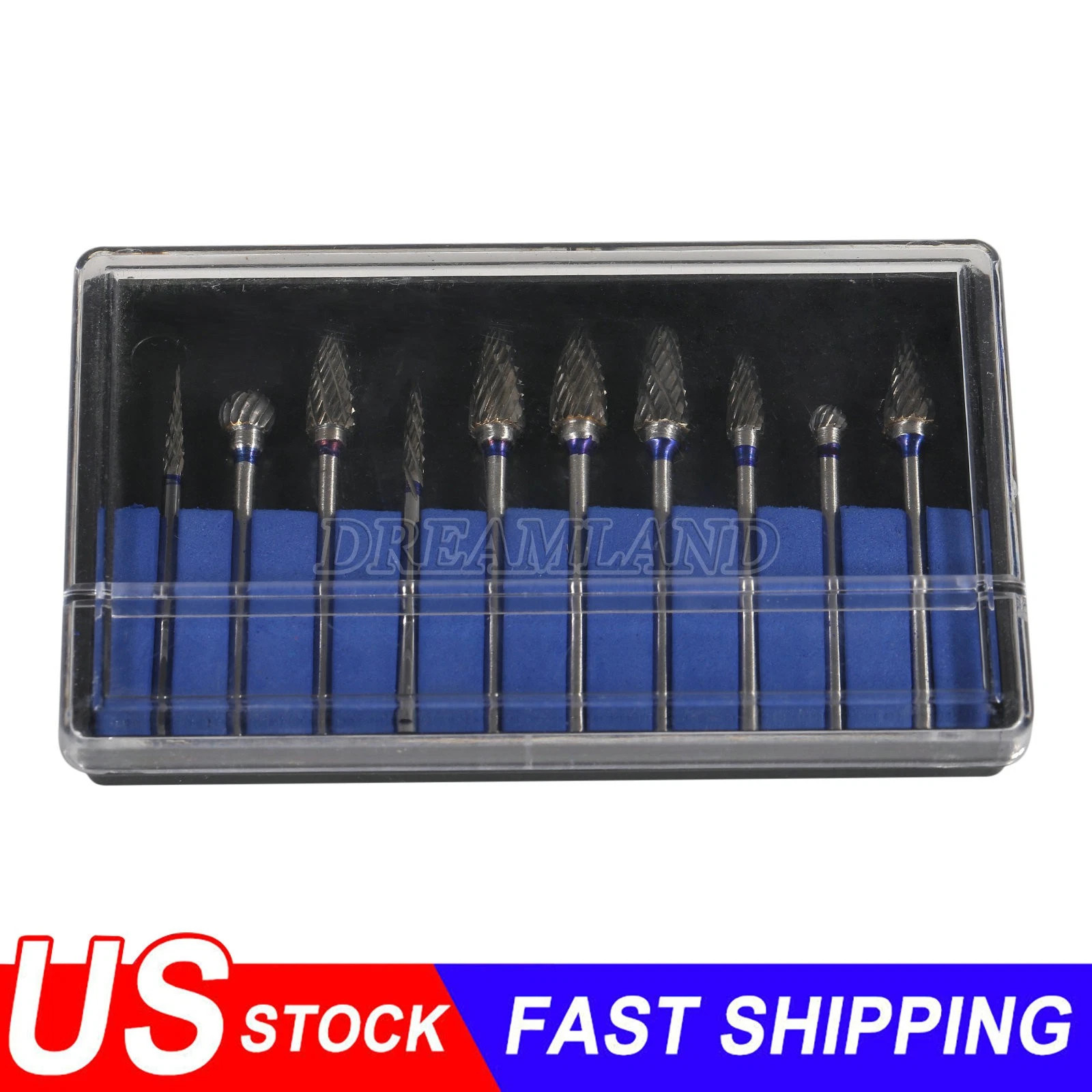 10pcs/1Box Dental Burs Acrylic Polisher Drills Burrs Tungsten Carbide Steel HP